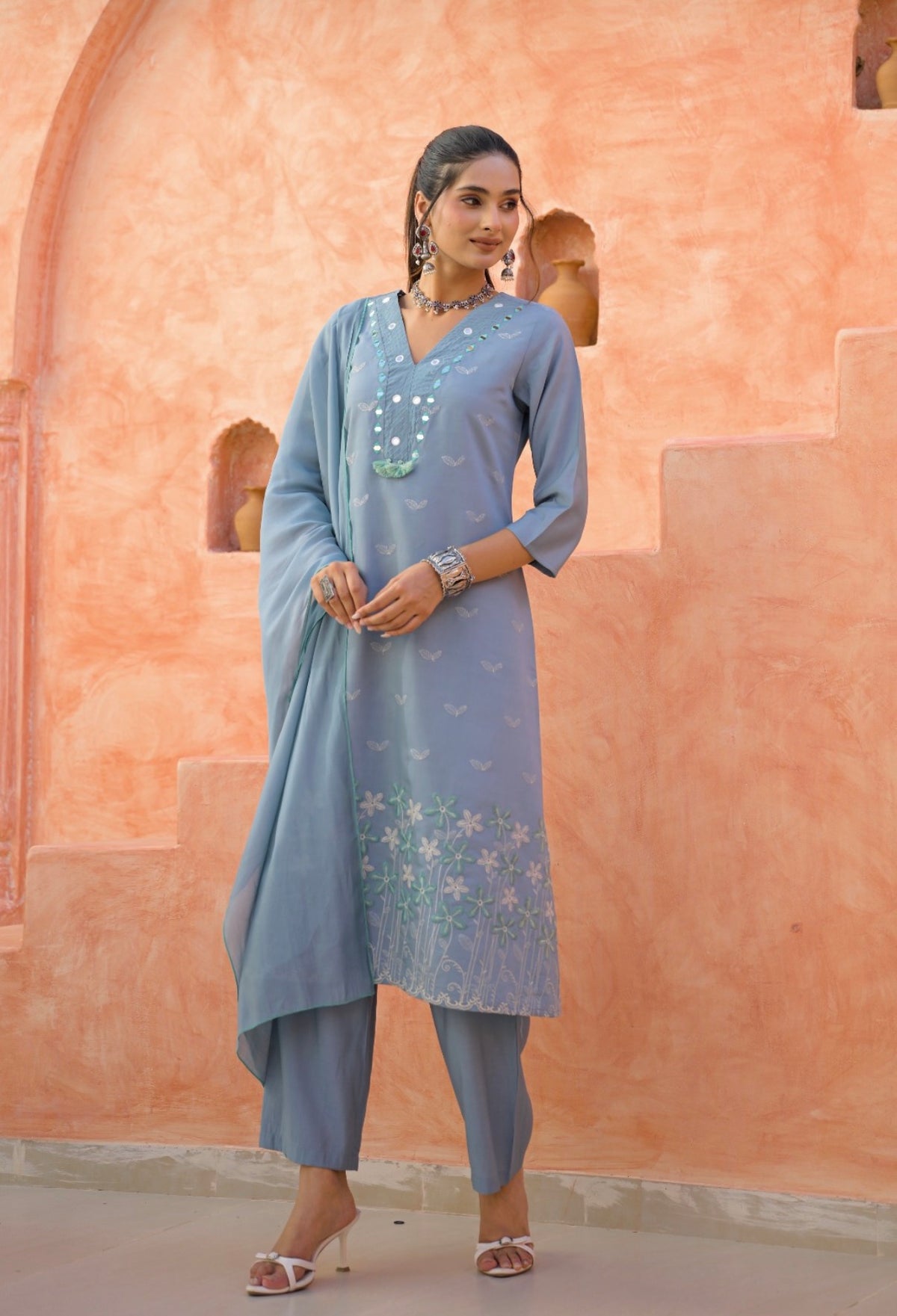 Misty blue grace suit set