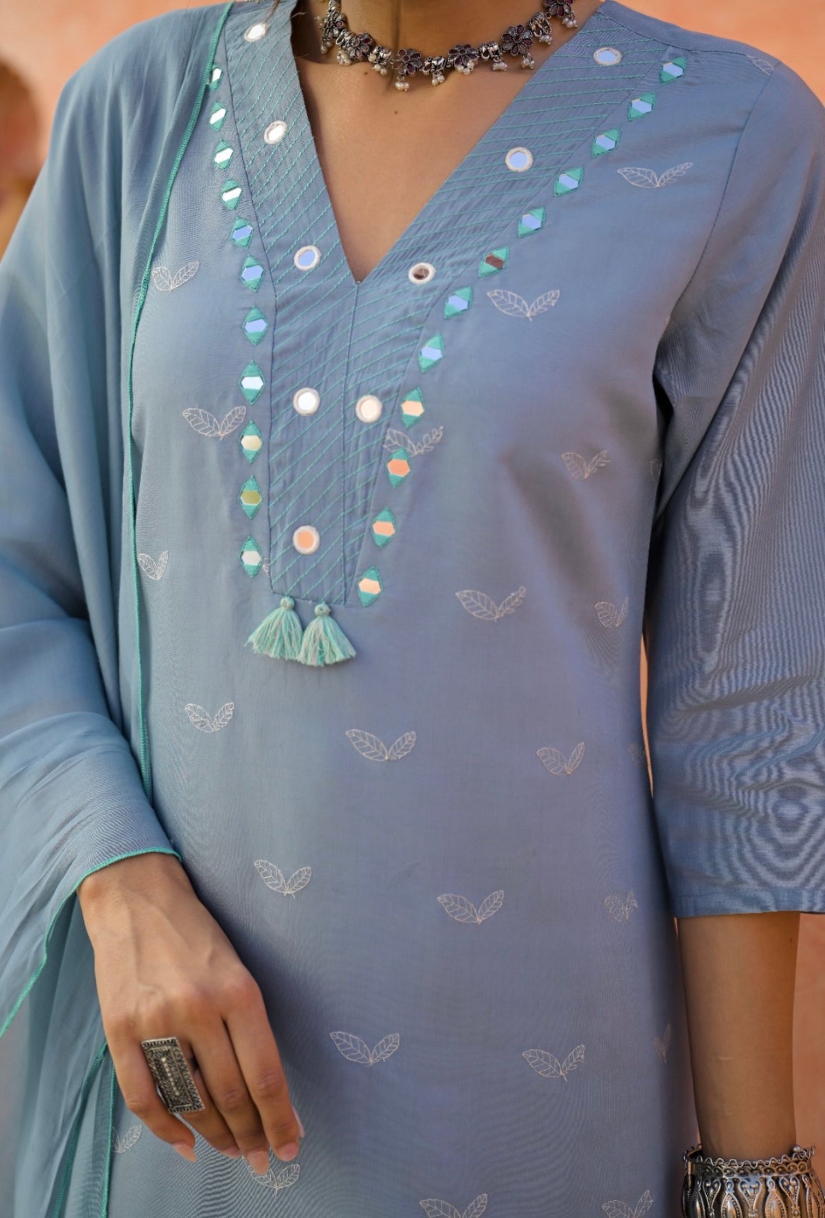 Misty blue grace suit set