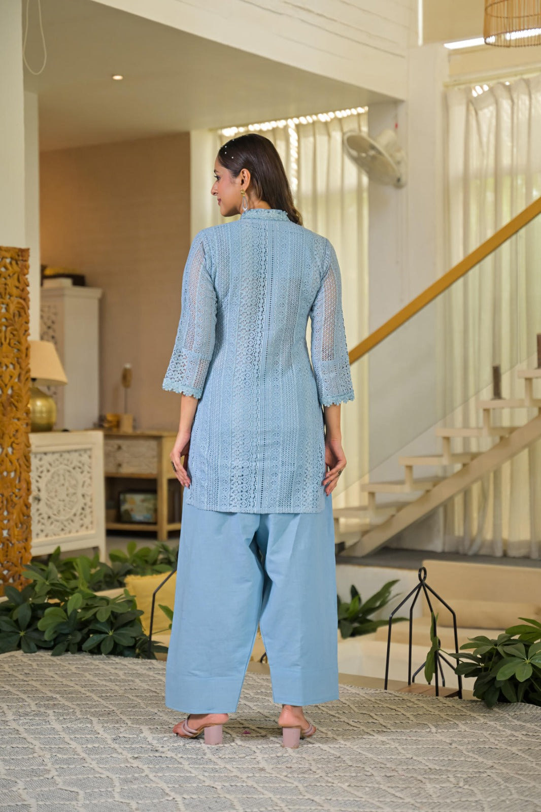 Aqua bloom lace farashi set