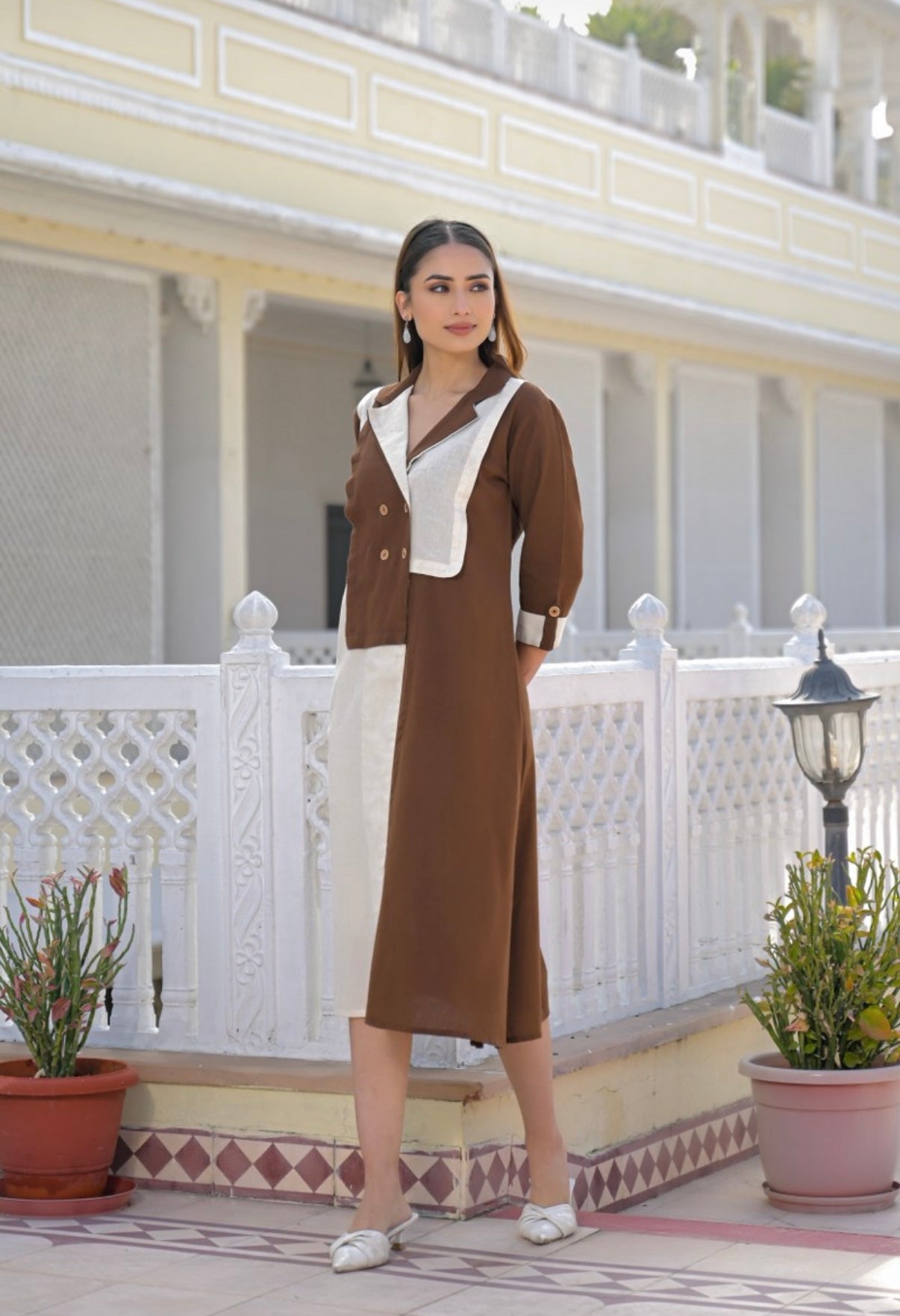 Regal Contrast Panel Dress