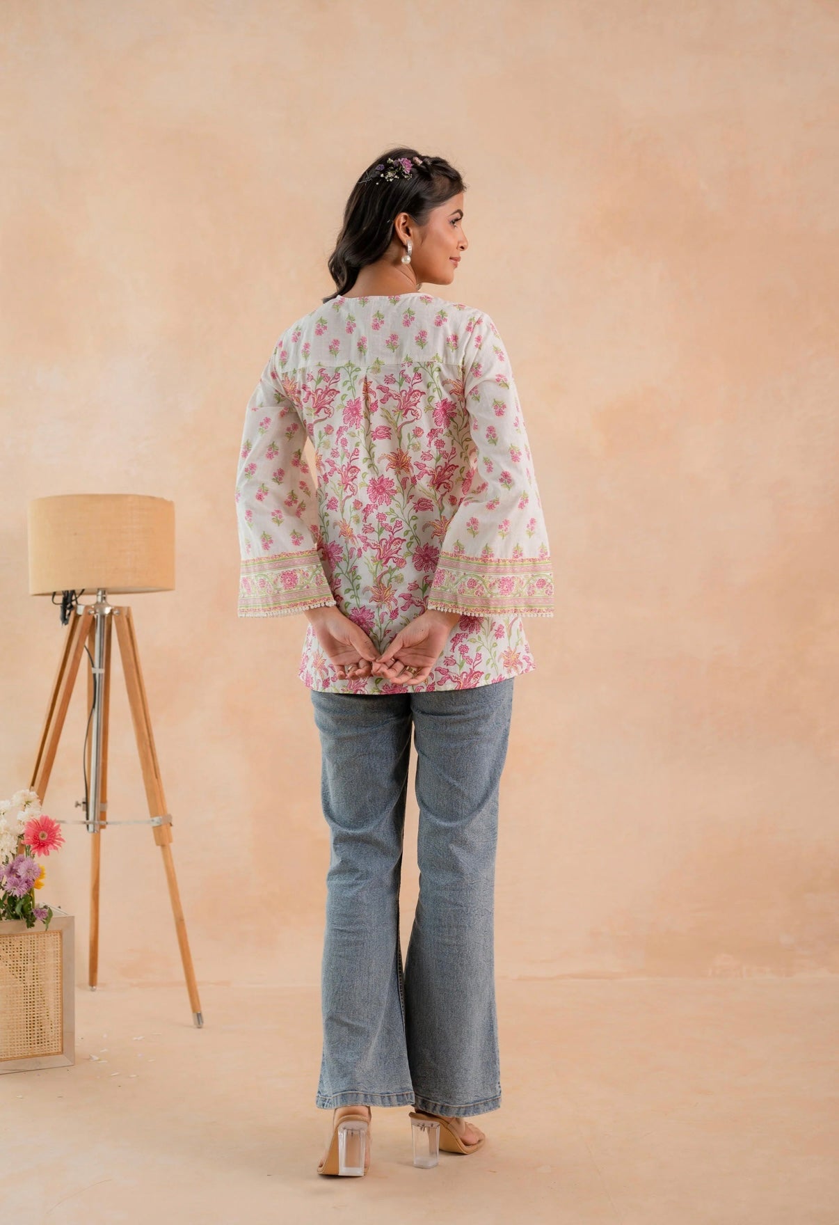Bloomveil Floral Peplum Tunic