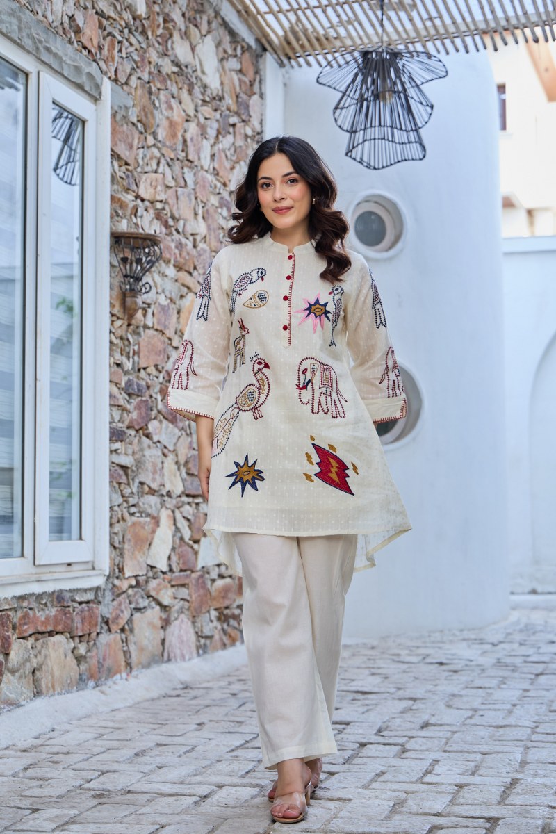 Artisan Whimsy Ivory Kurta Set