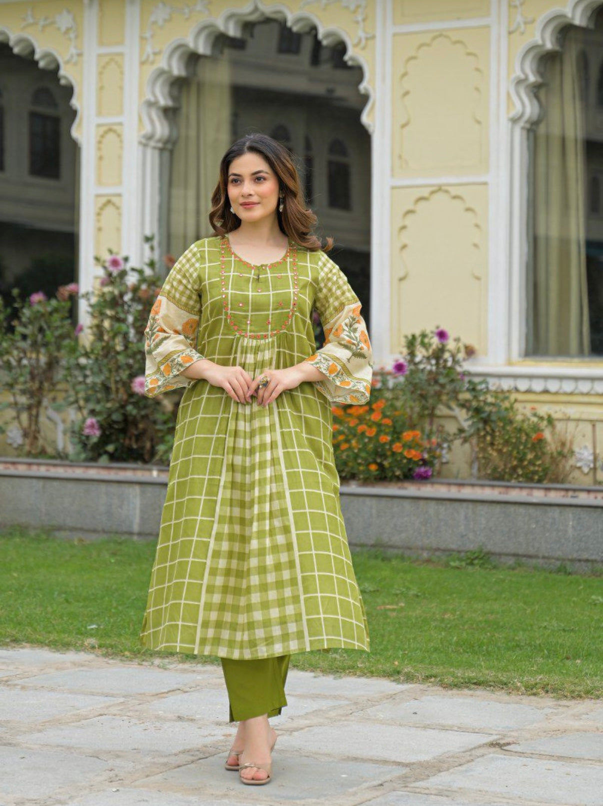 Lawn Green Blossom Charm Kurta Set