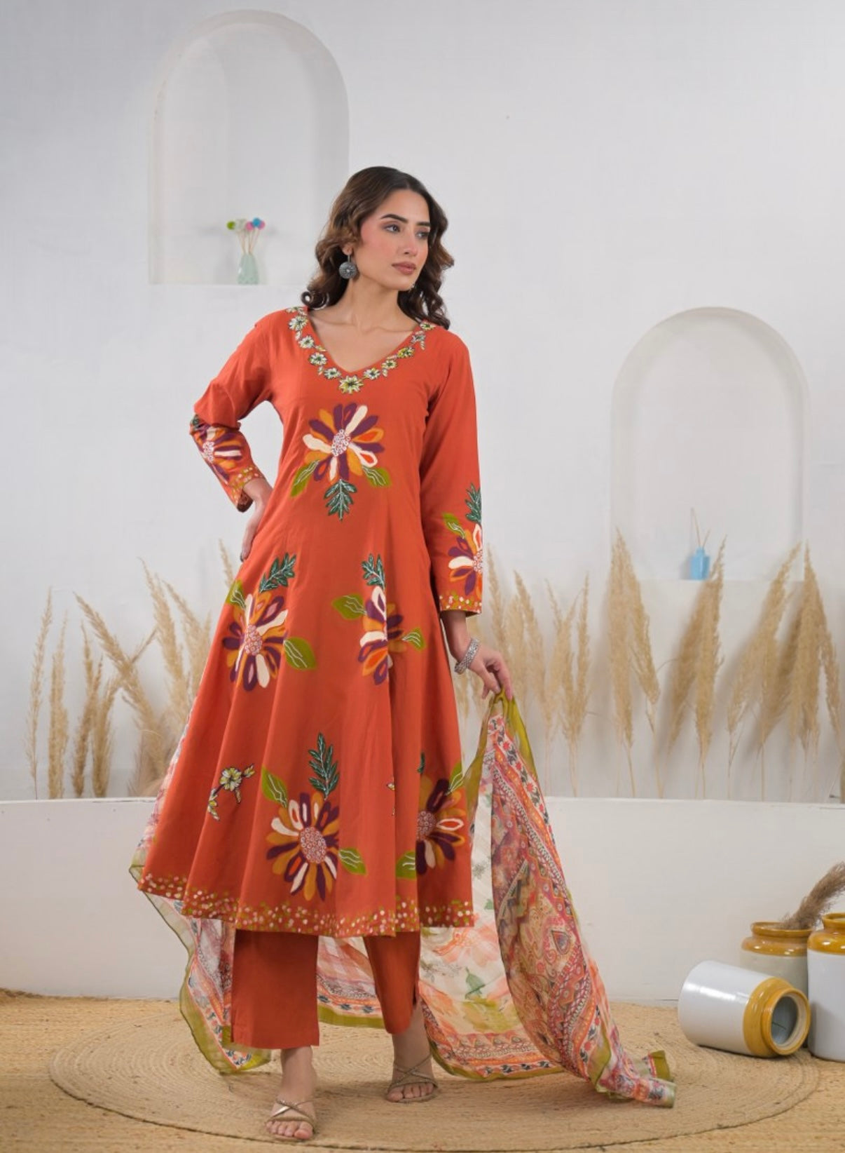 Rust Petals Grace Kurta Set