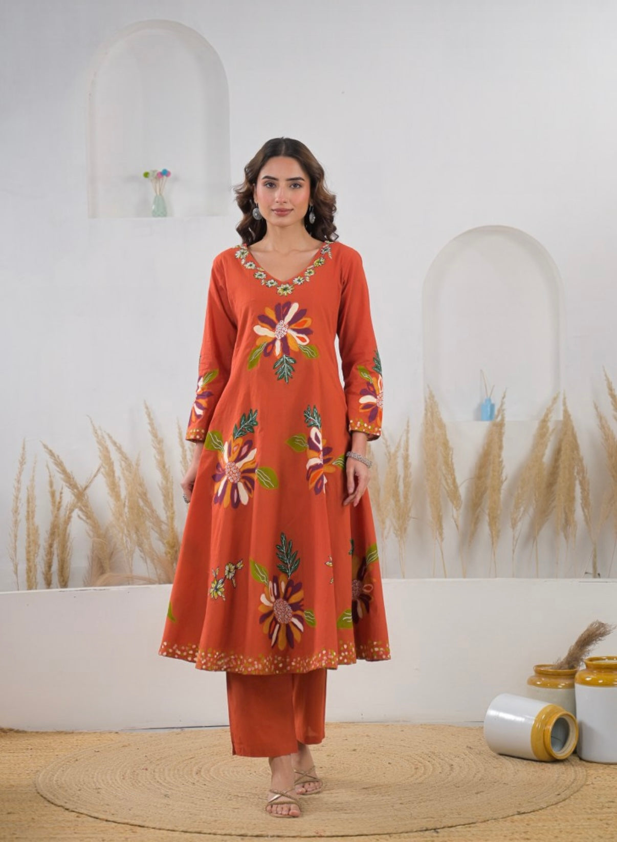 Rust Petals Grace Kurta Set