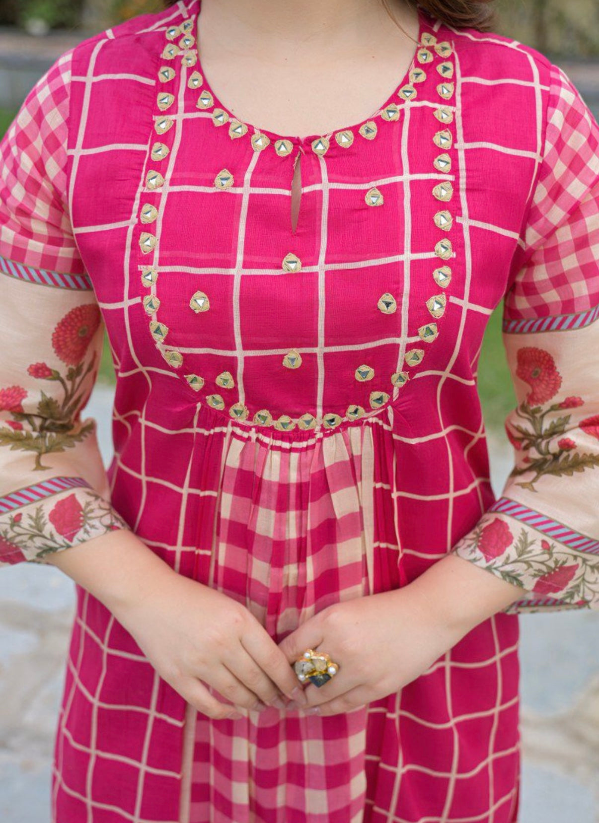 Magenta Blossom Charm Kurta Set