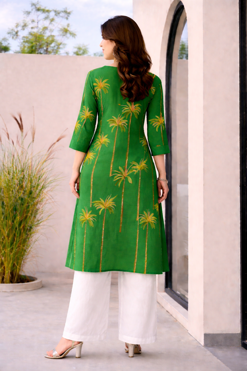 Verdant Oasis Palm Kurta Set