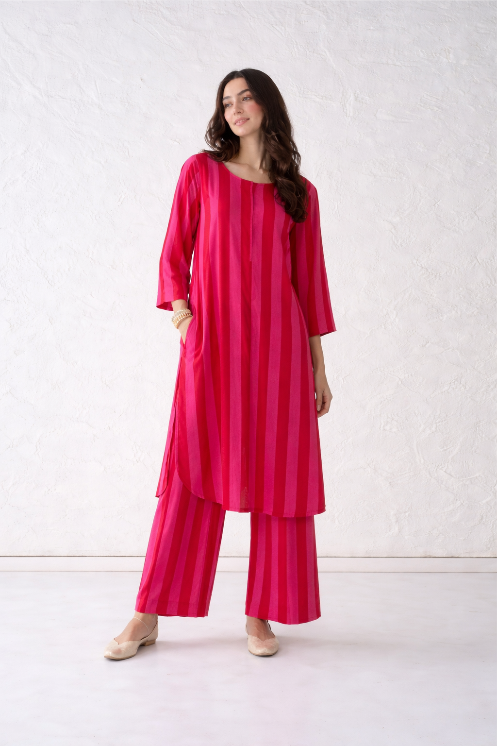 Ruby Harmony Stripe Kurta Set