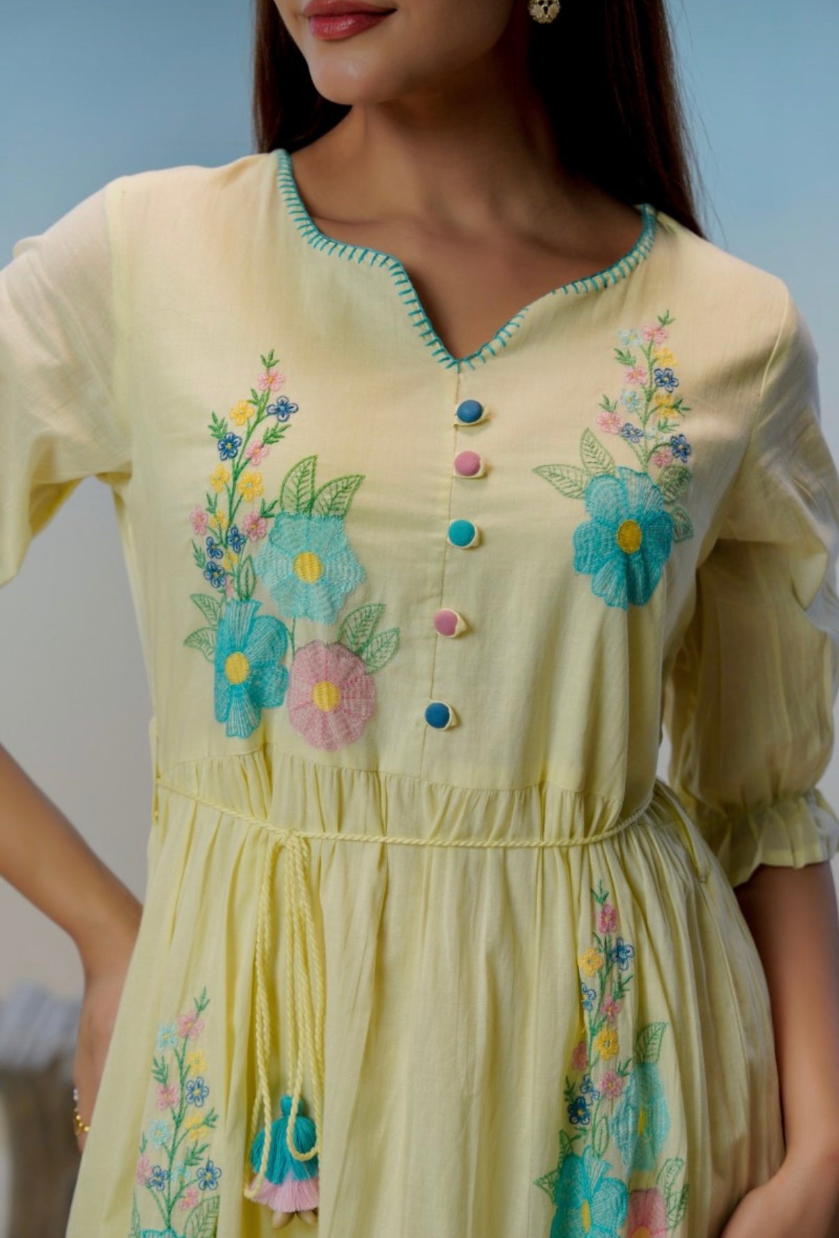 Buttercup Garden Embroidered Midi Dress