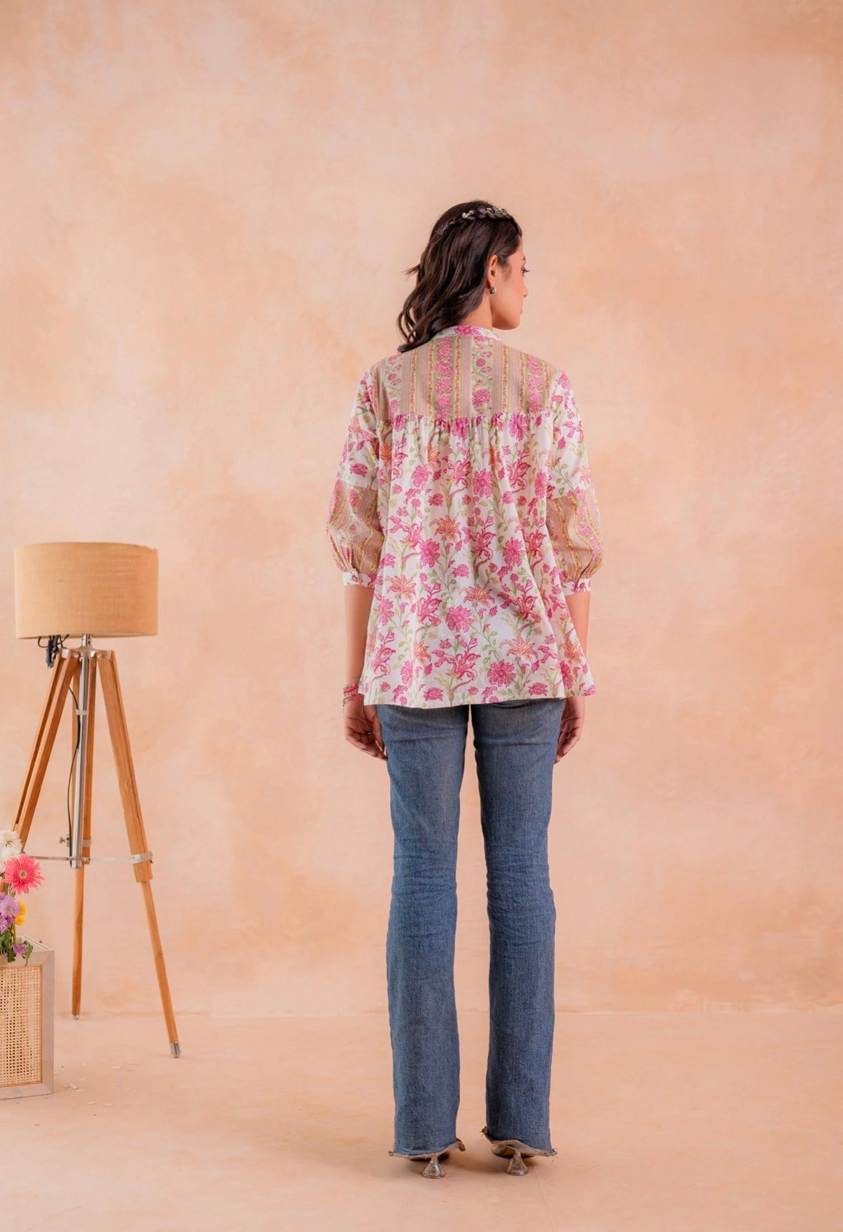 Radiant Rose Bloom Cotton Shirt
