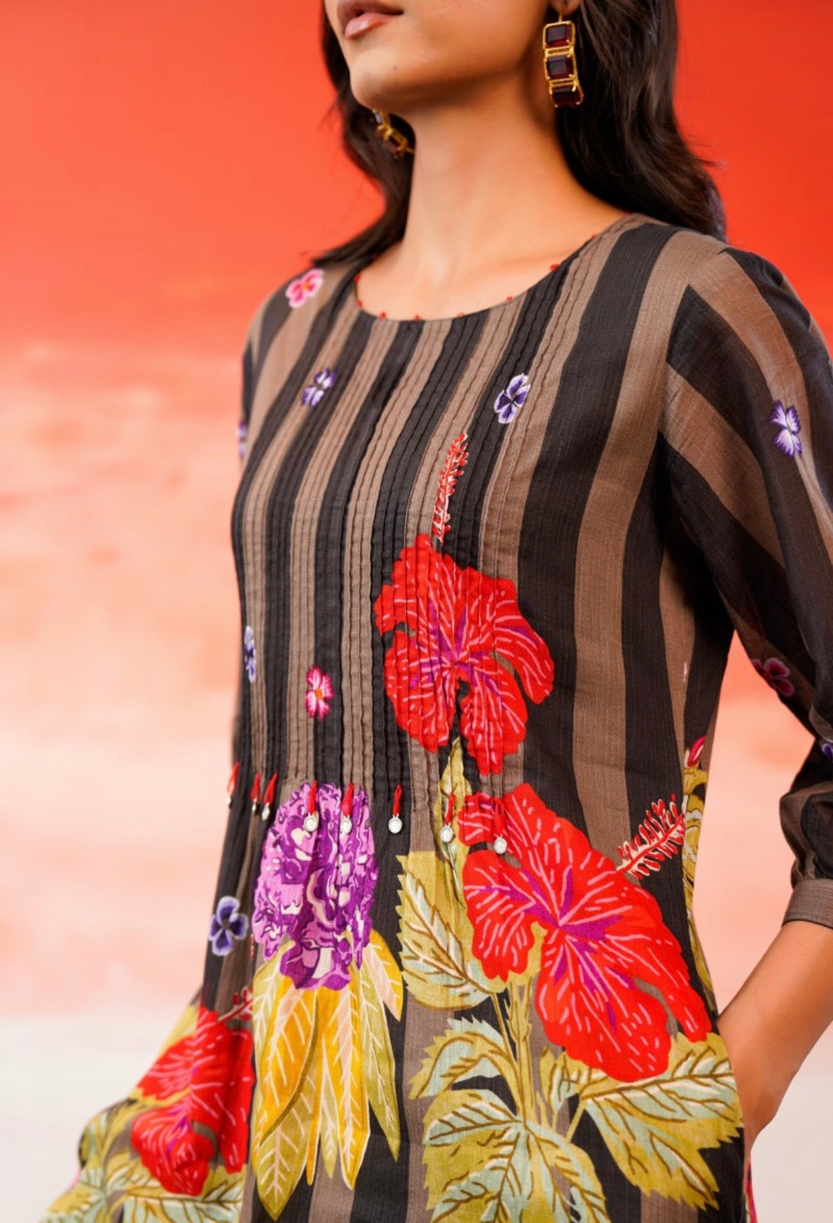 Autumn Petals Printed Kurta Set