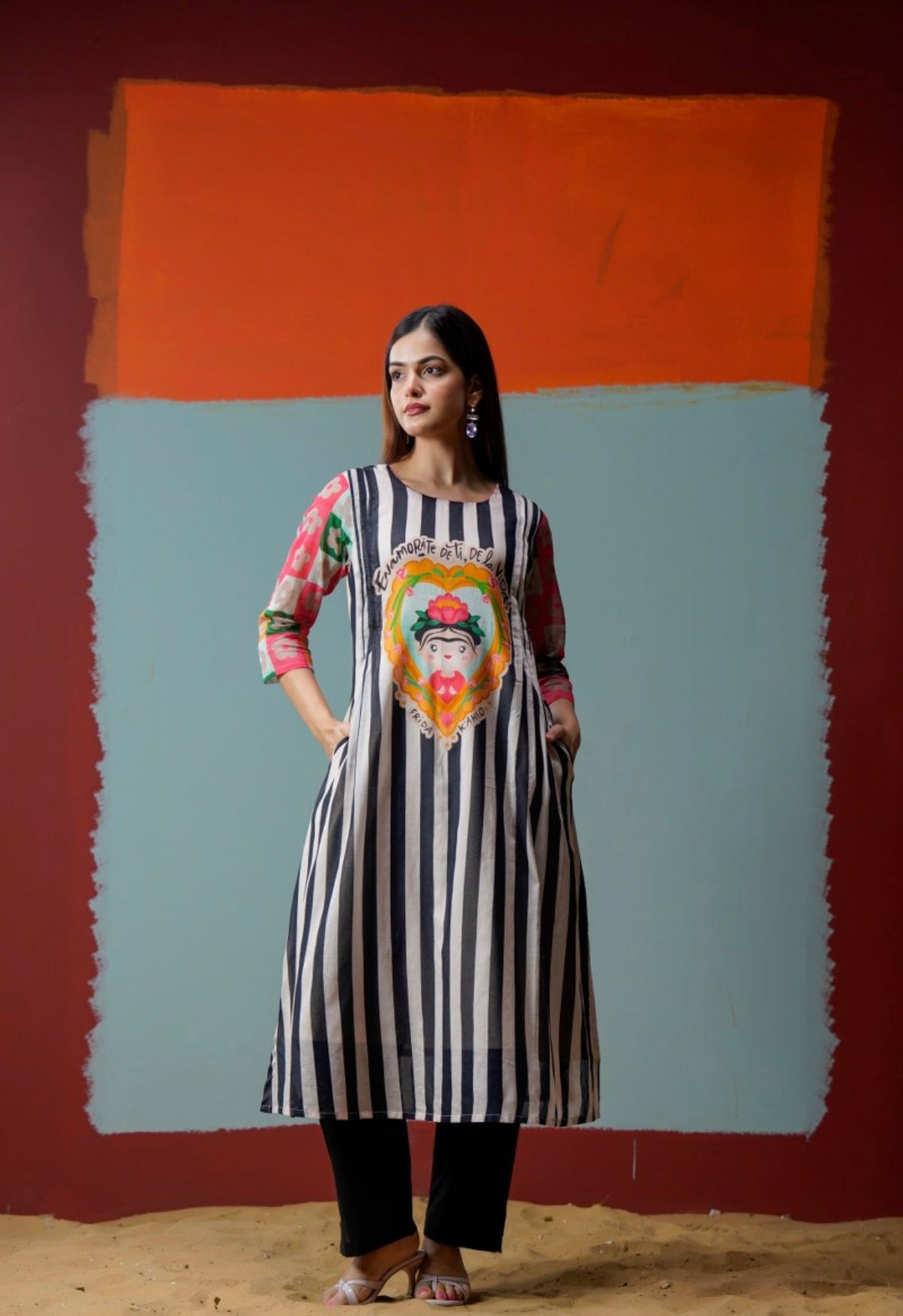 Framed Folklore Stripe Kurta Set