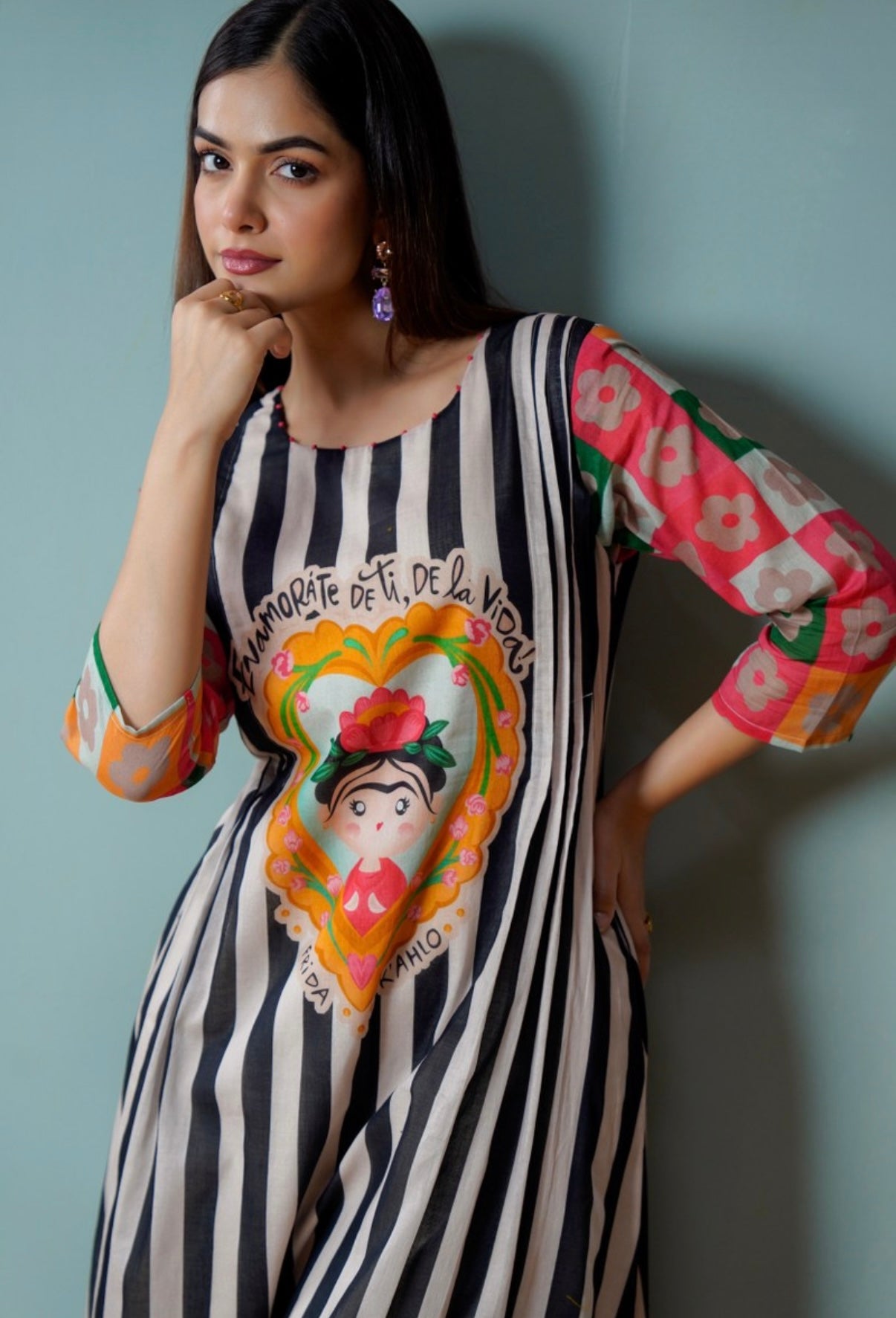 Framed Folklore Stripe Kurta Set