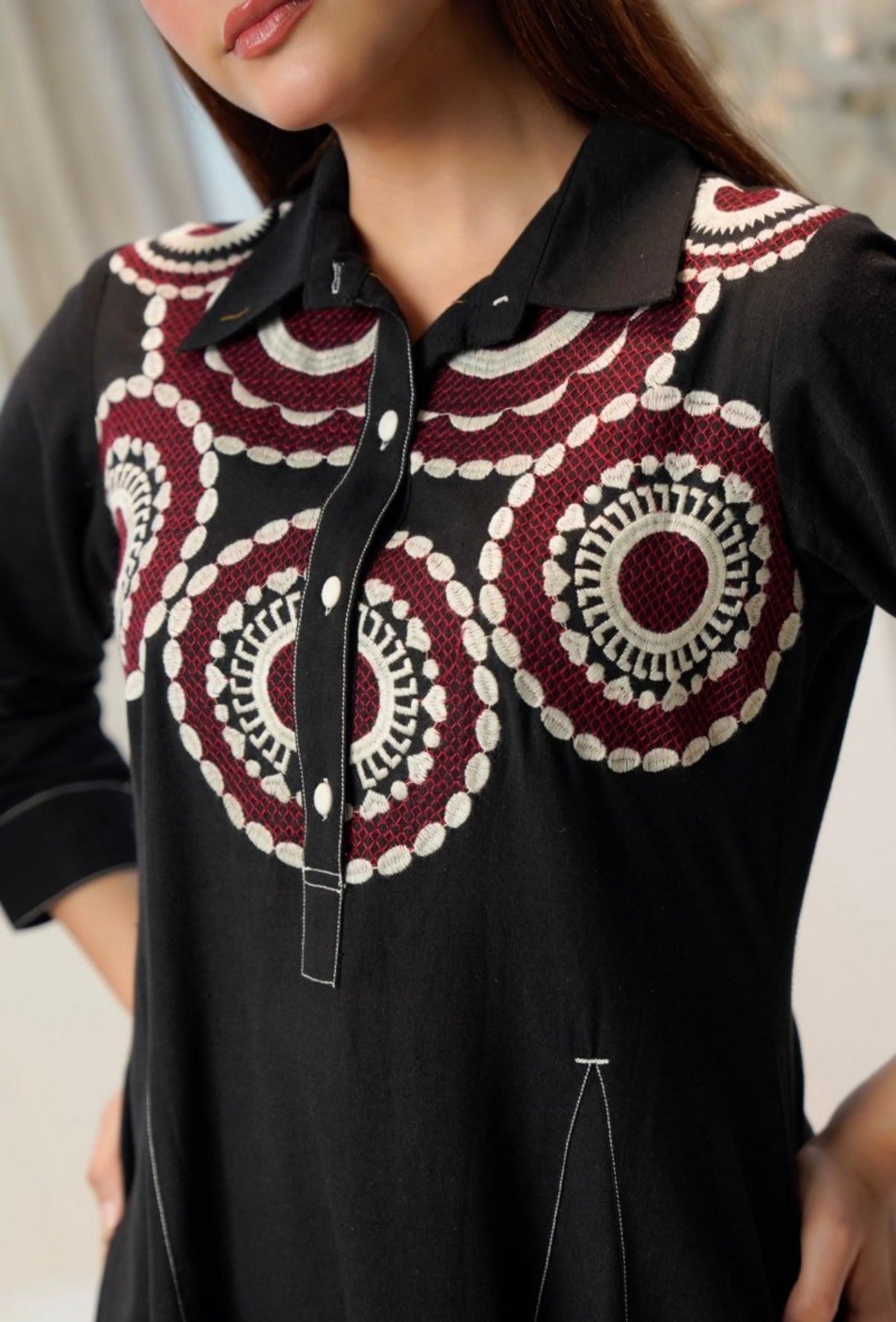 Obsidian Folk Art Tunic Dress