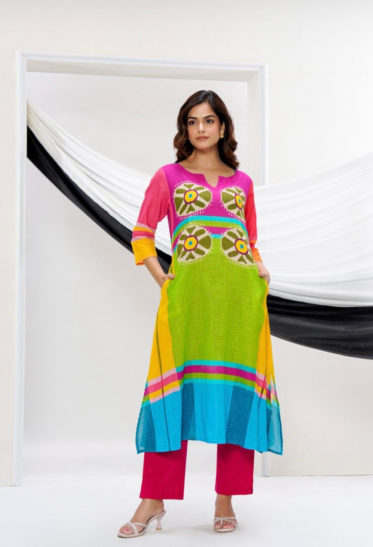 Neon Bloom Harmony Kurta Set