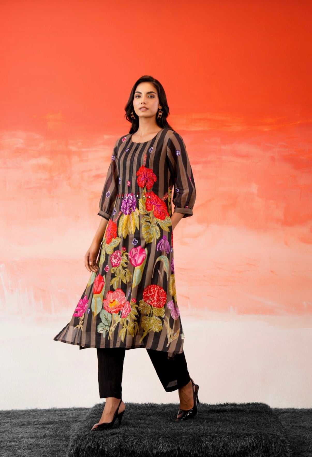 Autumn Petals Printed Kurta Set