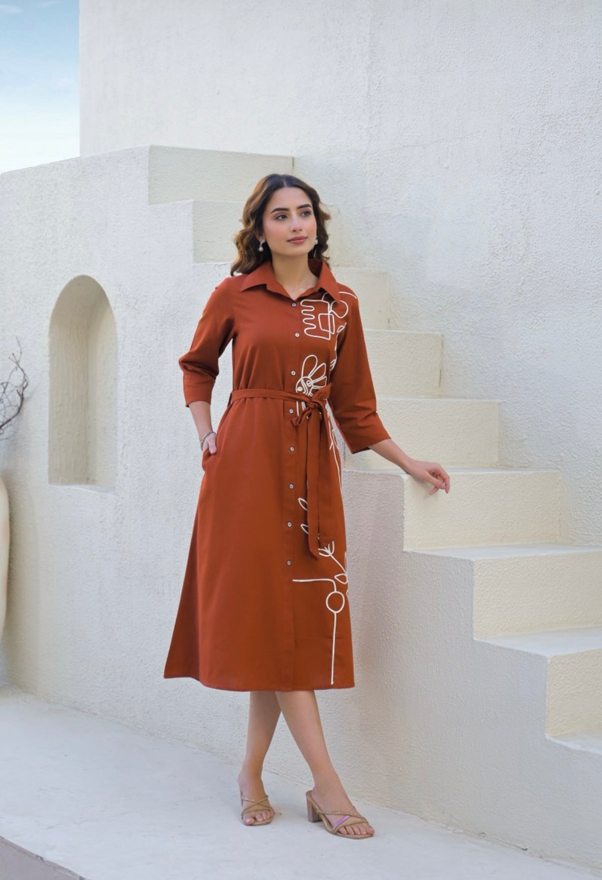 Clay Canvas Art Midi Dress