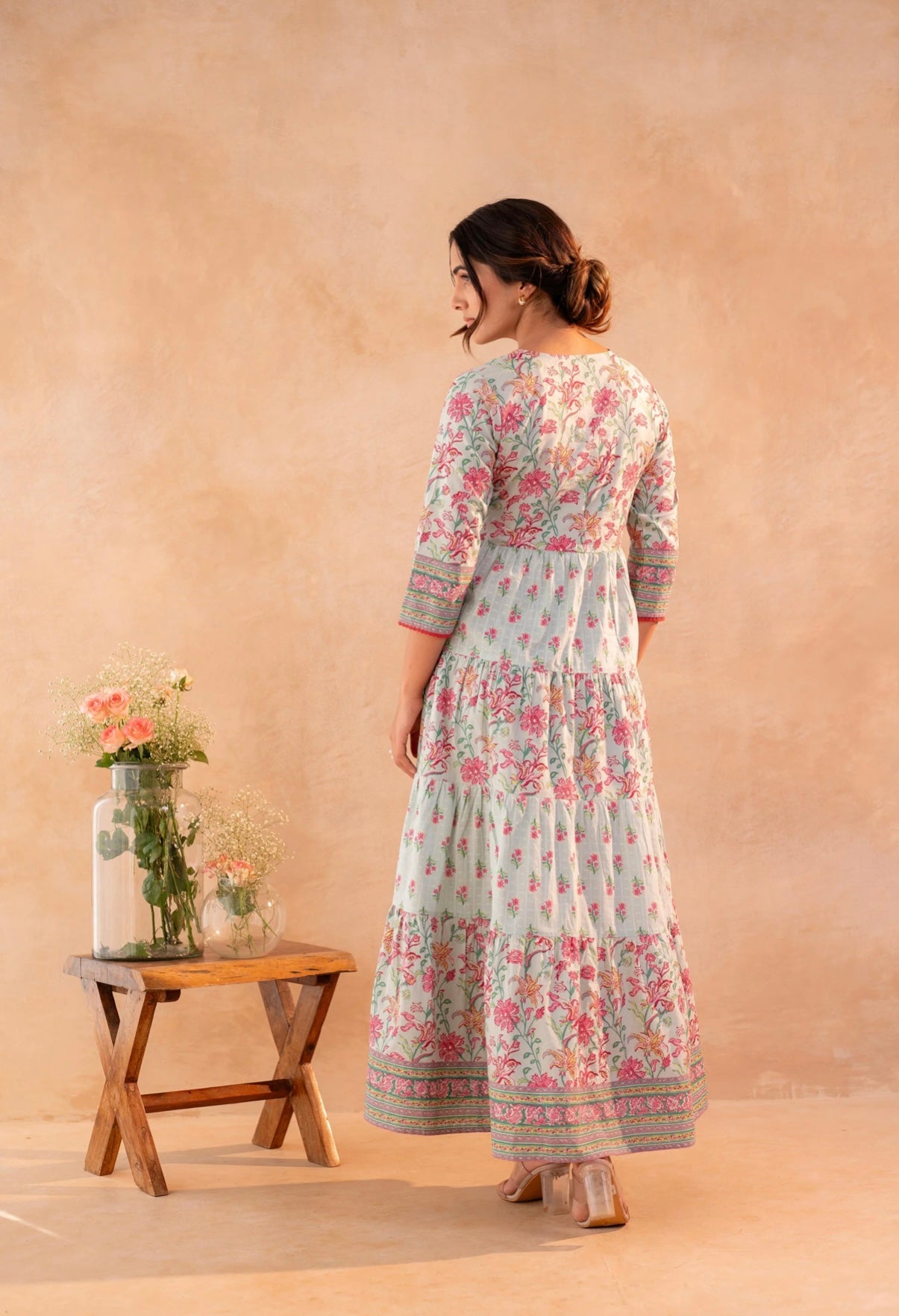 Pastel Petal Symphony Maxi Dress