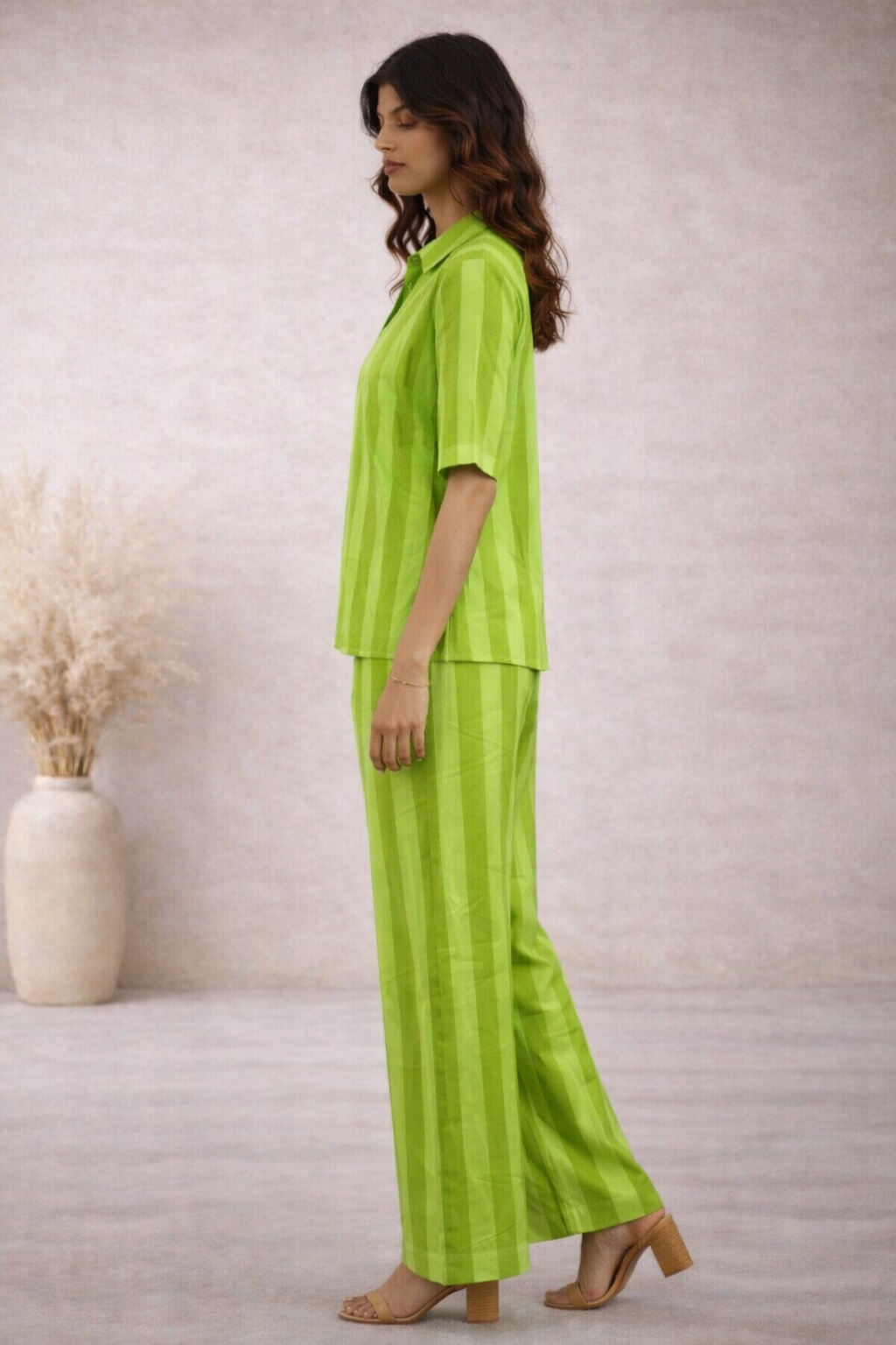 Lush Lime Stripe Cotton Co-ord Set