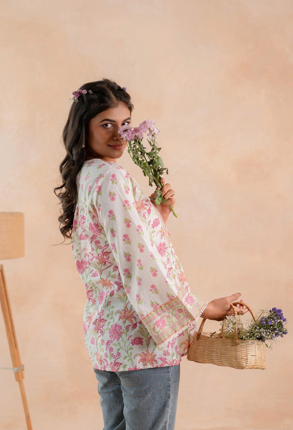 Bloomveil Floral Peplum Tunic