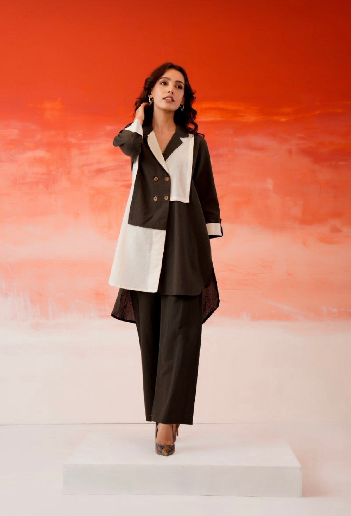 Modern Noir Dual-Tone Ensemble Co-Ord Set