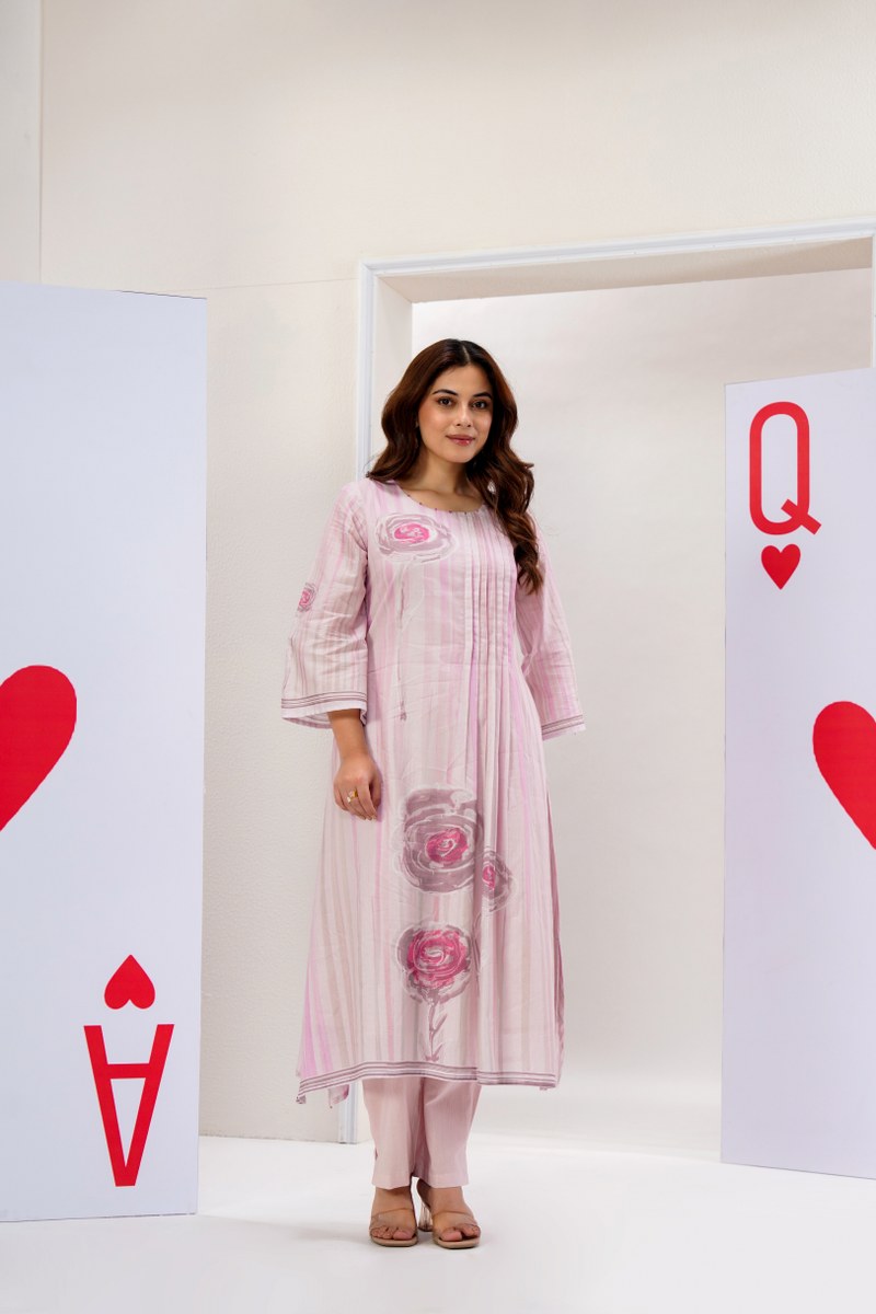 Petaline Pink Floral Kurta Set