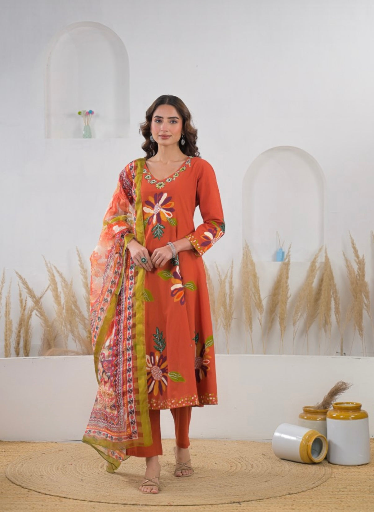 Rust Petals Grace Kurta Set