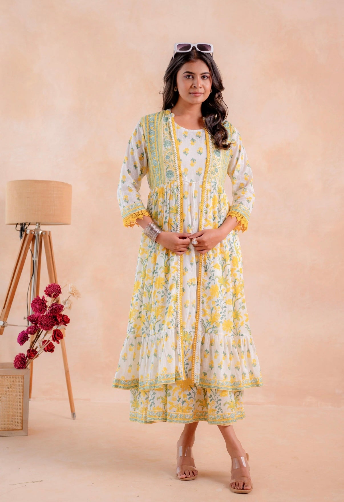 FLORAL SUNLIT MIDI DRESS