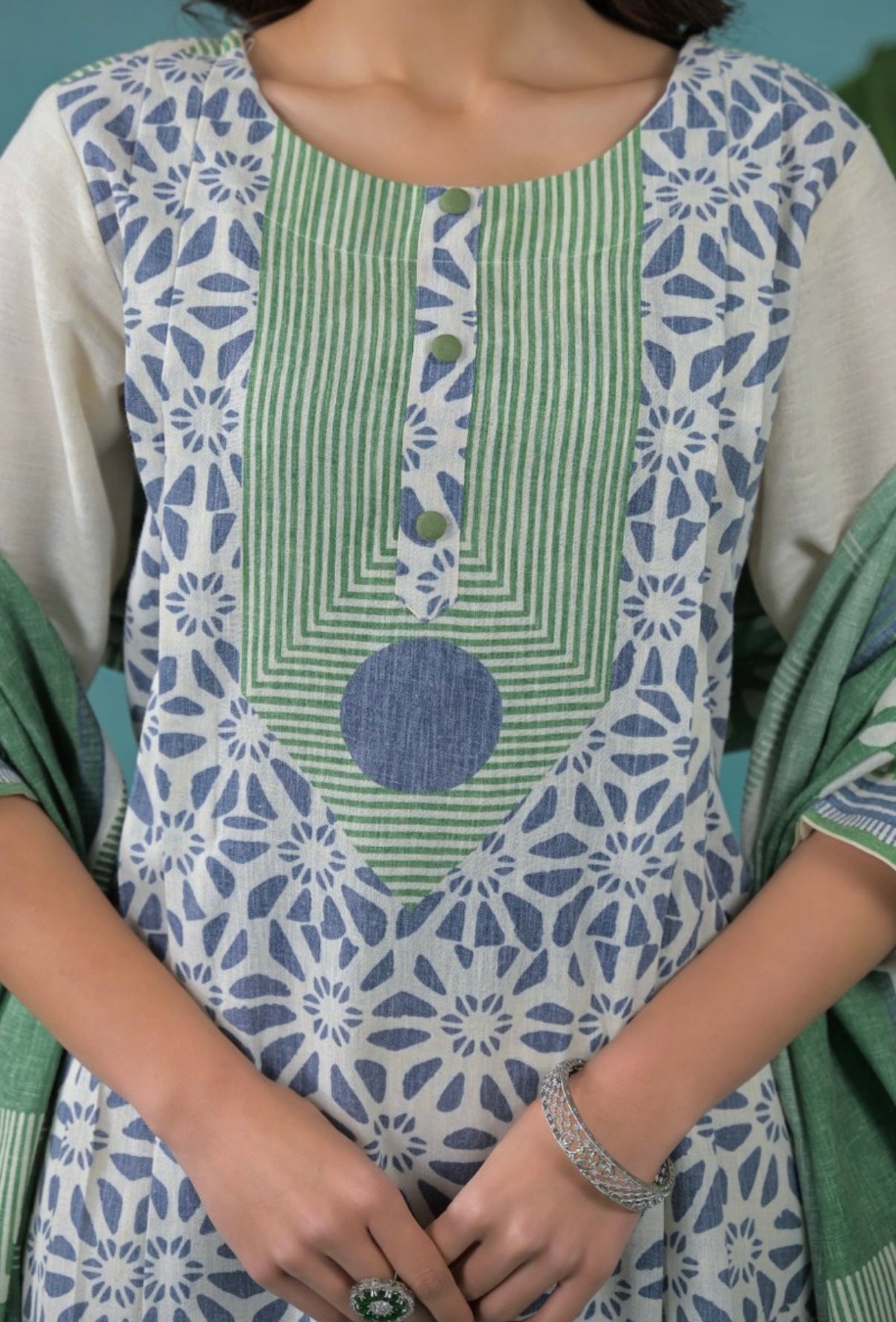 Mint Fern Elegance Kurta Set