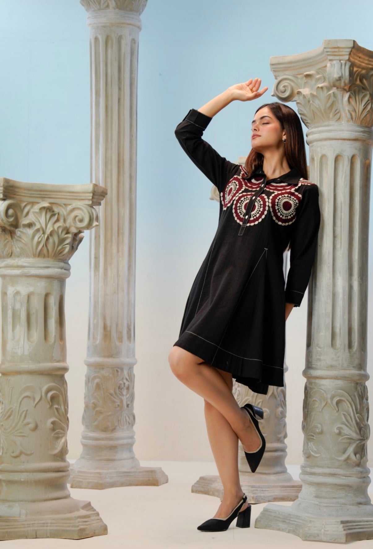 Obsidian Folk Art Tunic Dress
