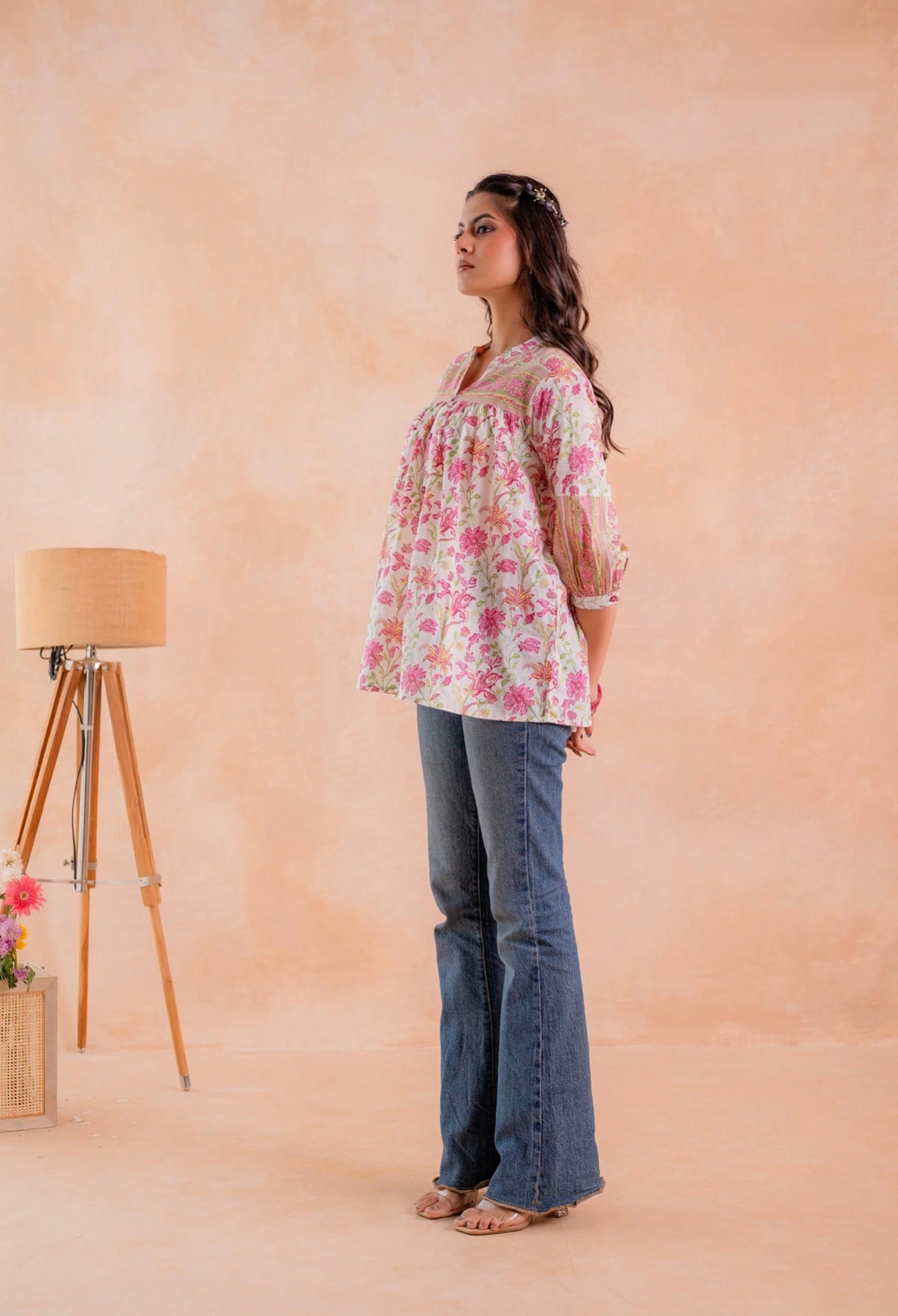 Radiant Rose Bloom Cotton Shirt