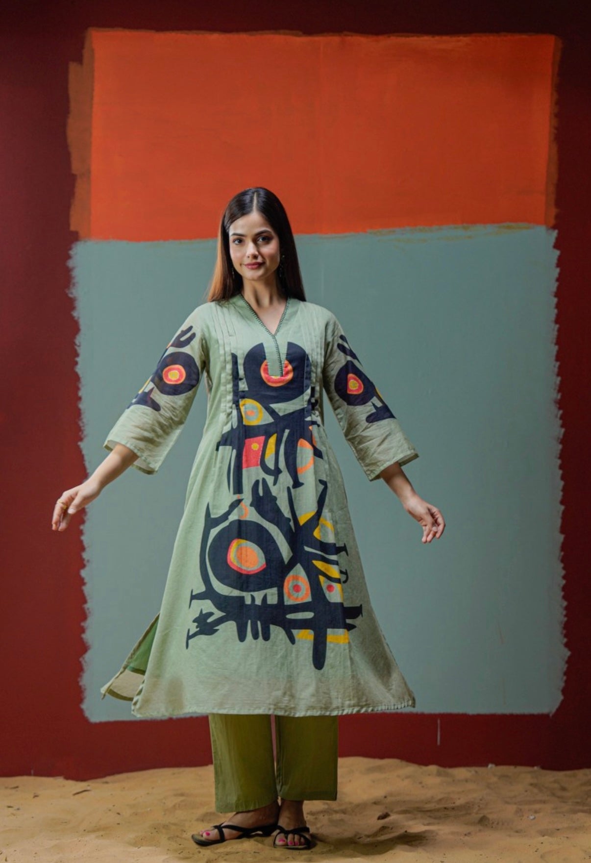 Sage Canvas Artistic Ensemble Kurta Set