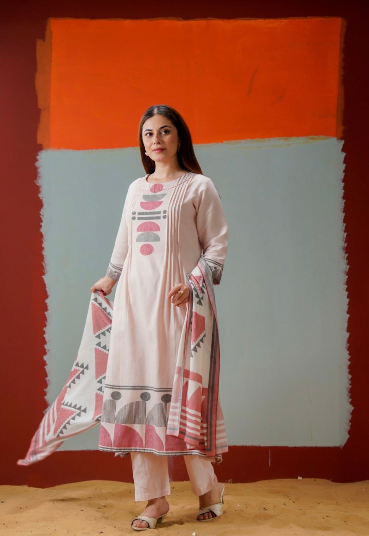 Desert Rose Ivory Printed Kurta Set