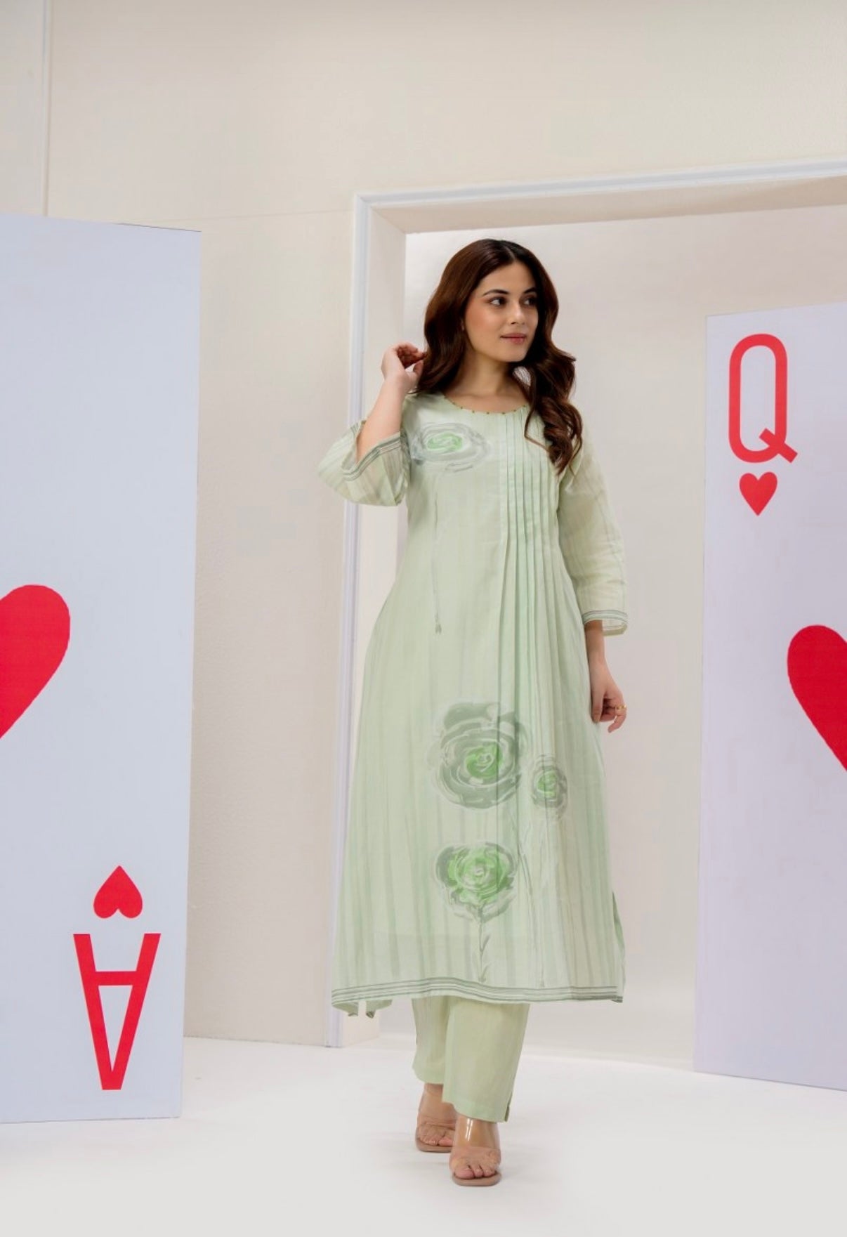 Pistachio Bloom Pintuck Kurta Set