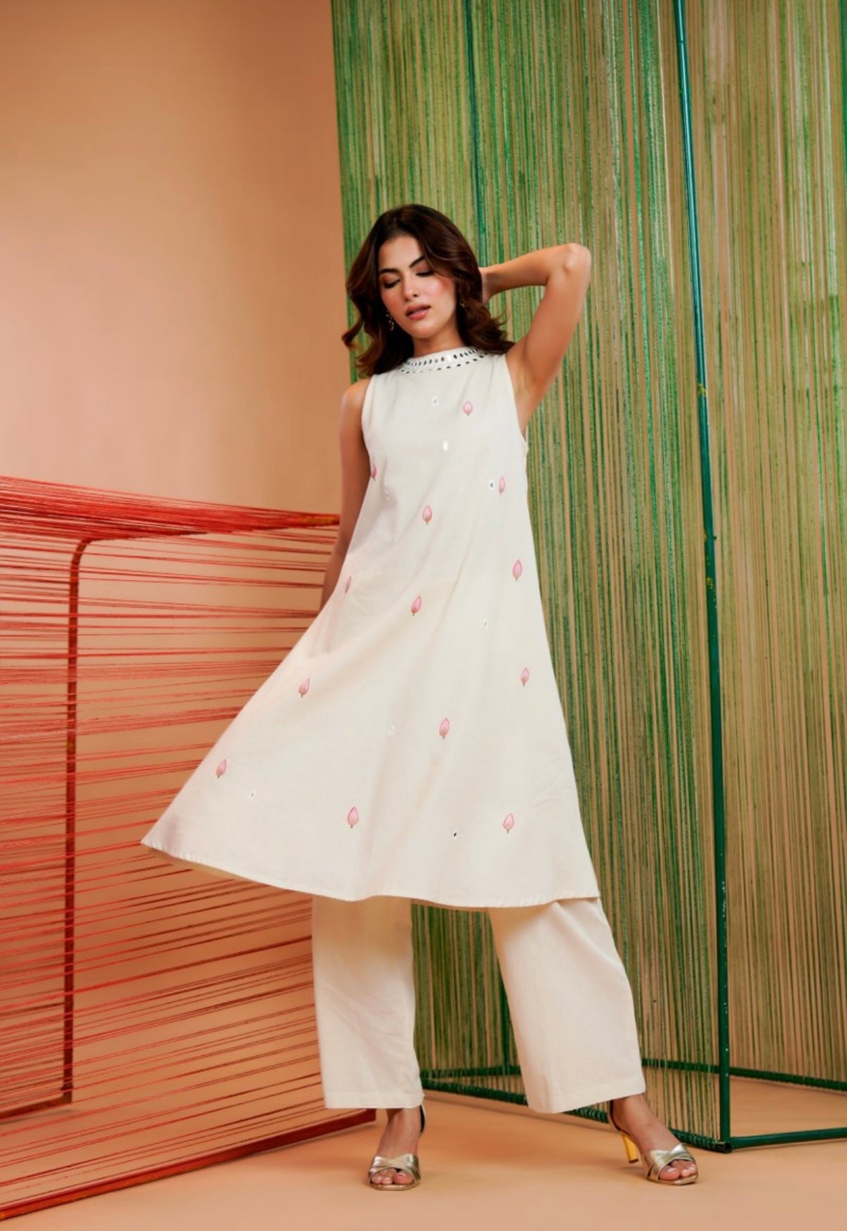 Petalfall Ivory Contemporary Kurta Set