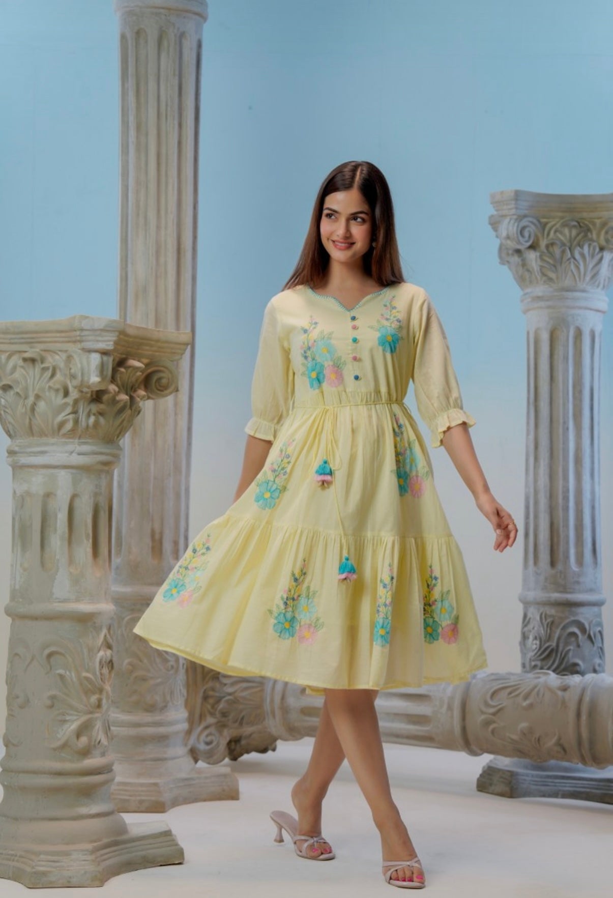 Buttercup Garden Embroidered Midi Dress