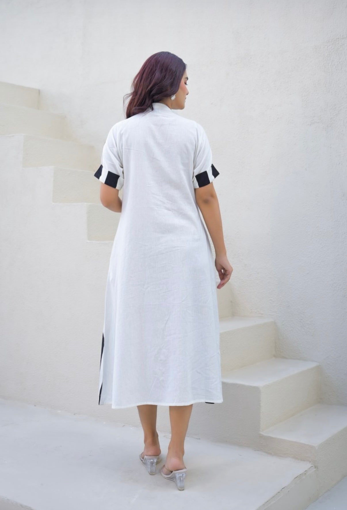 Black Petal Drift Midi Dress
