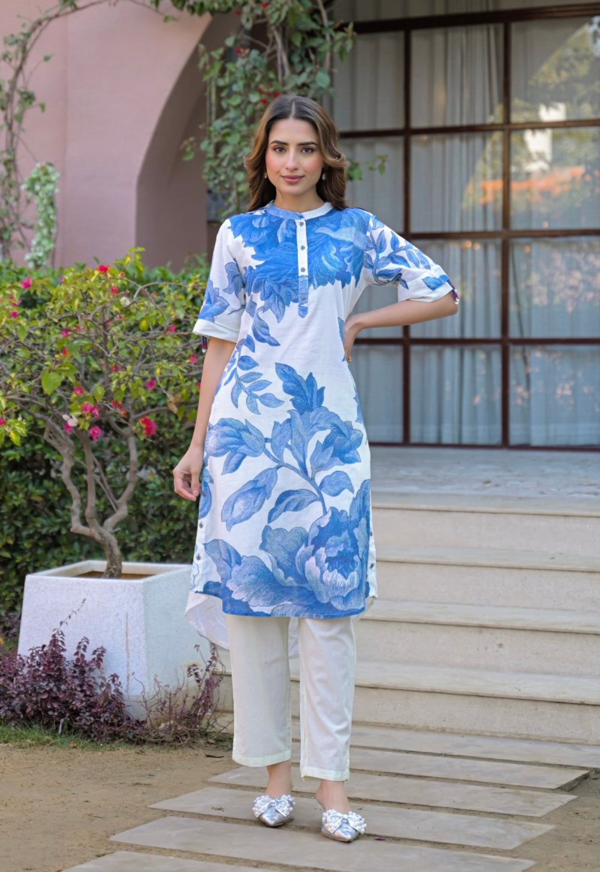 Coastal Blossom Ivory Kurta Set