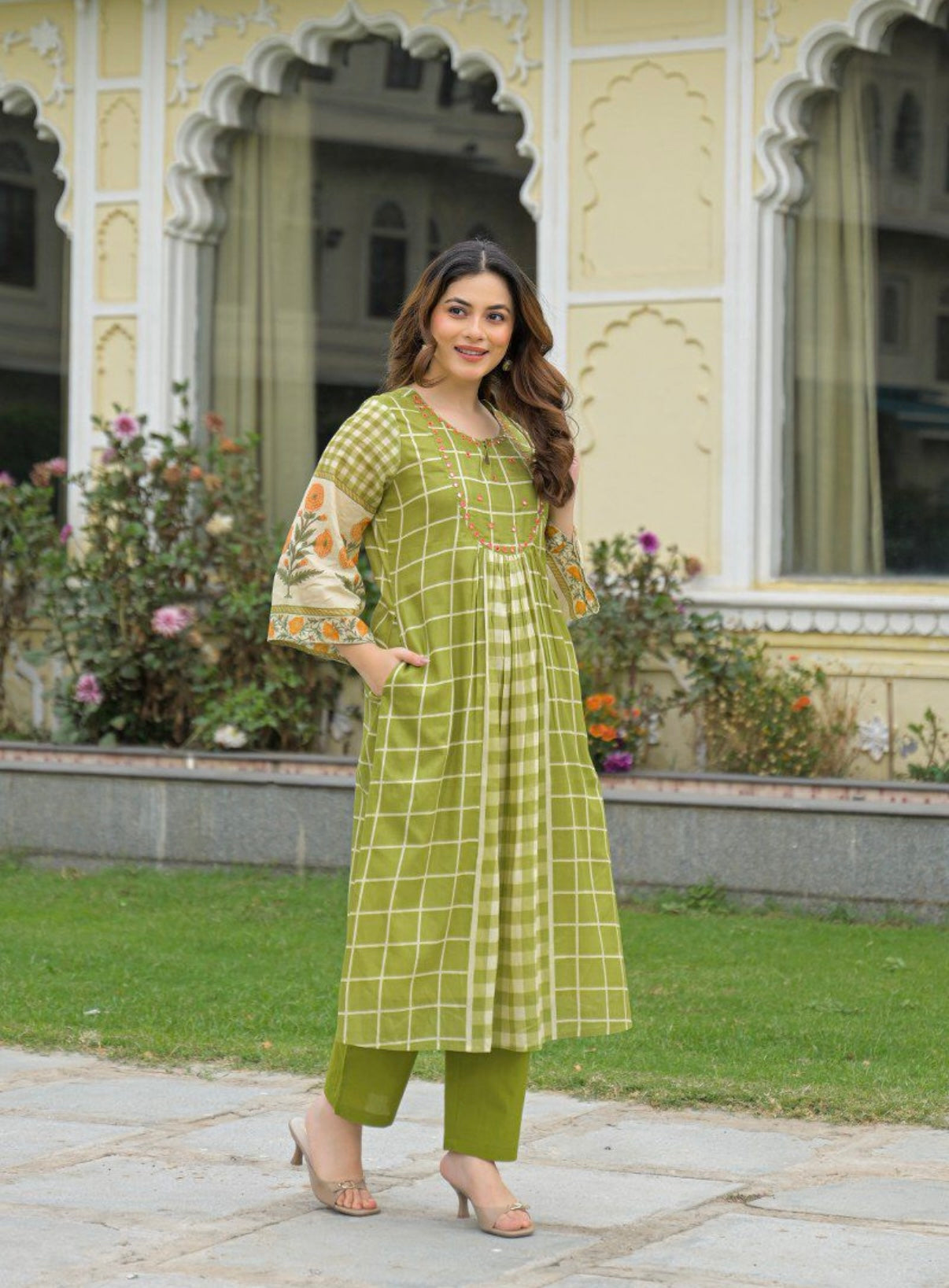 Lawn Green Blossom Charm Kurta Set