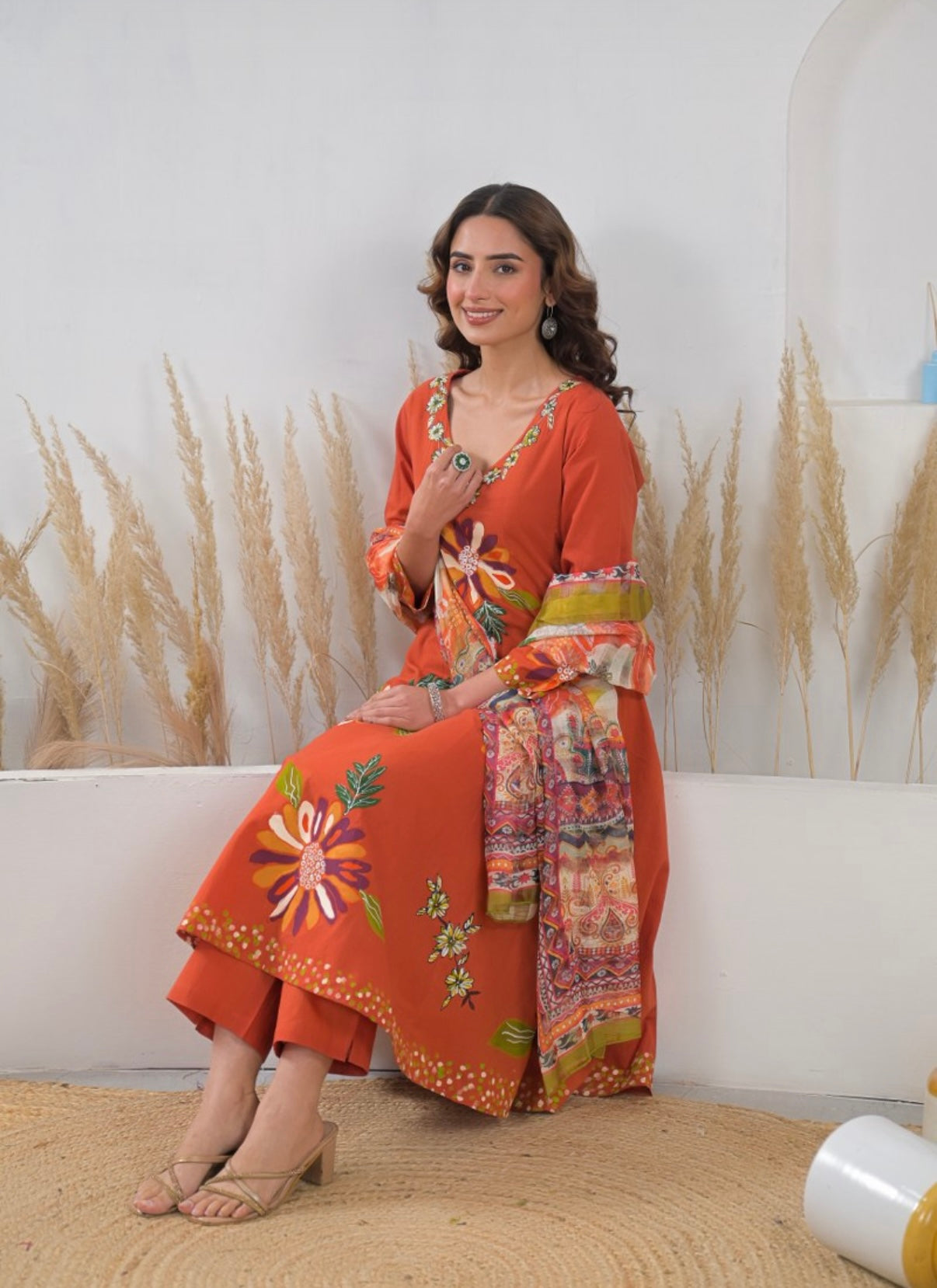 Rust Petals Grace Kurta Set