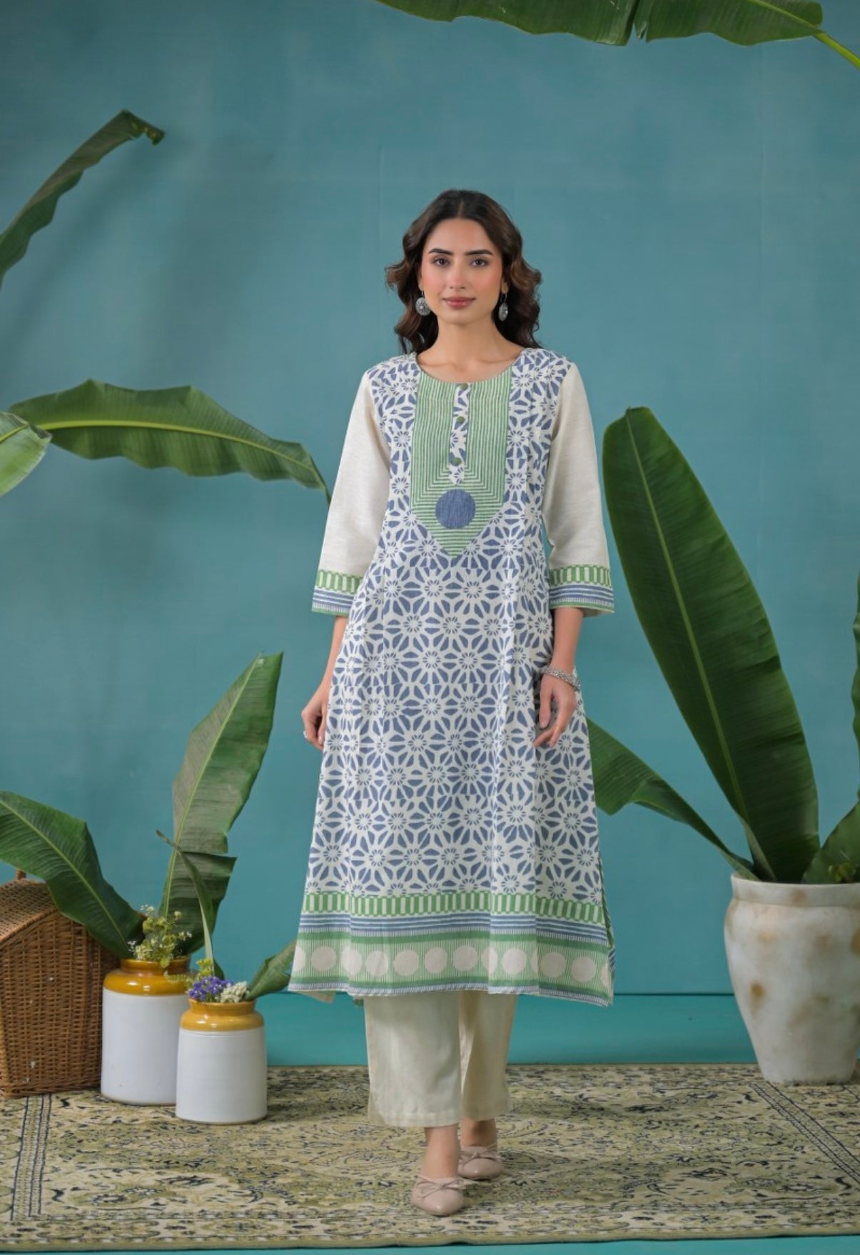 Mint Fern Elegance Kurta Set