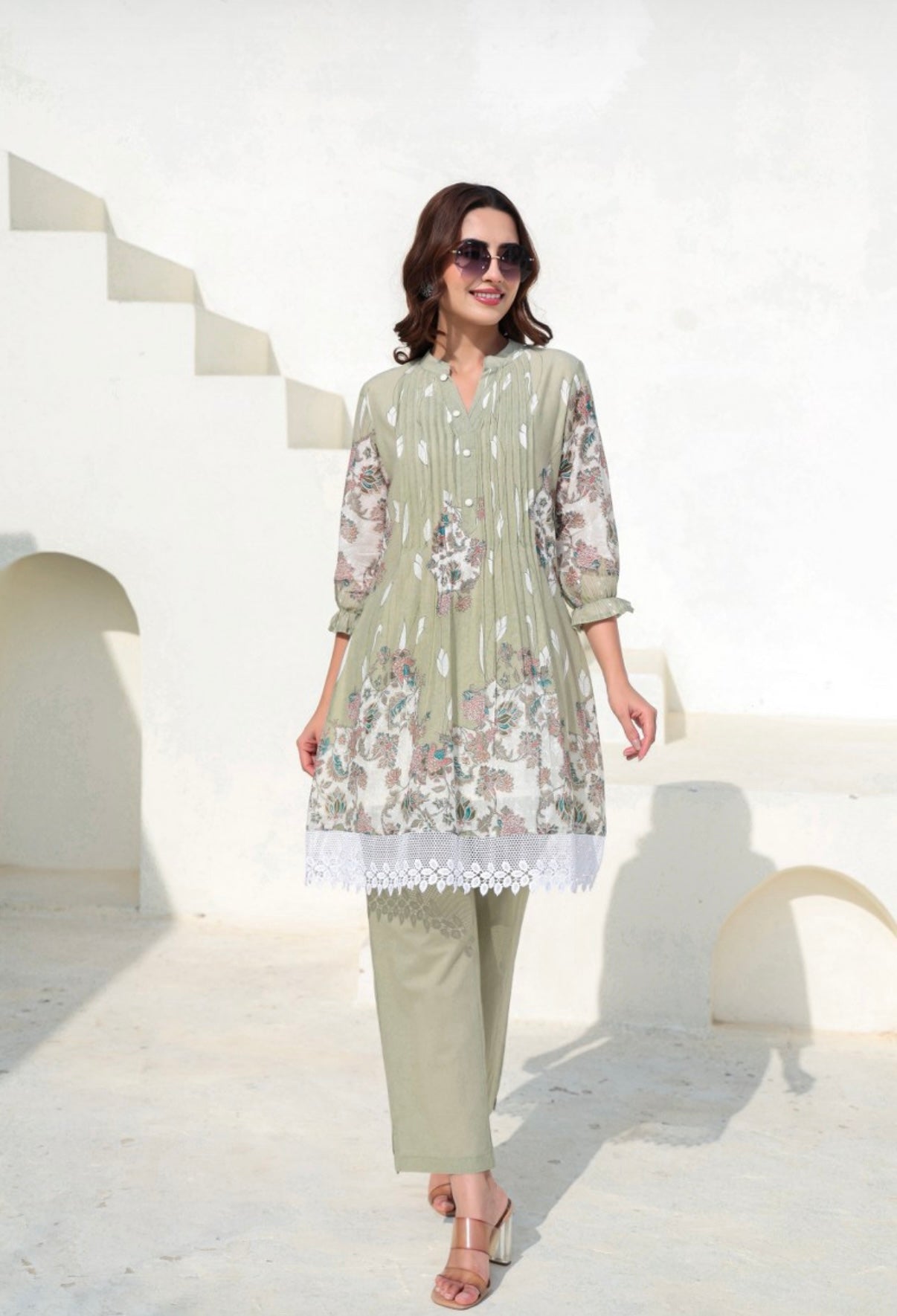 Soft Botanical Elegance Cotton Co-Ord Set