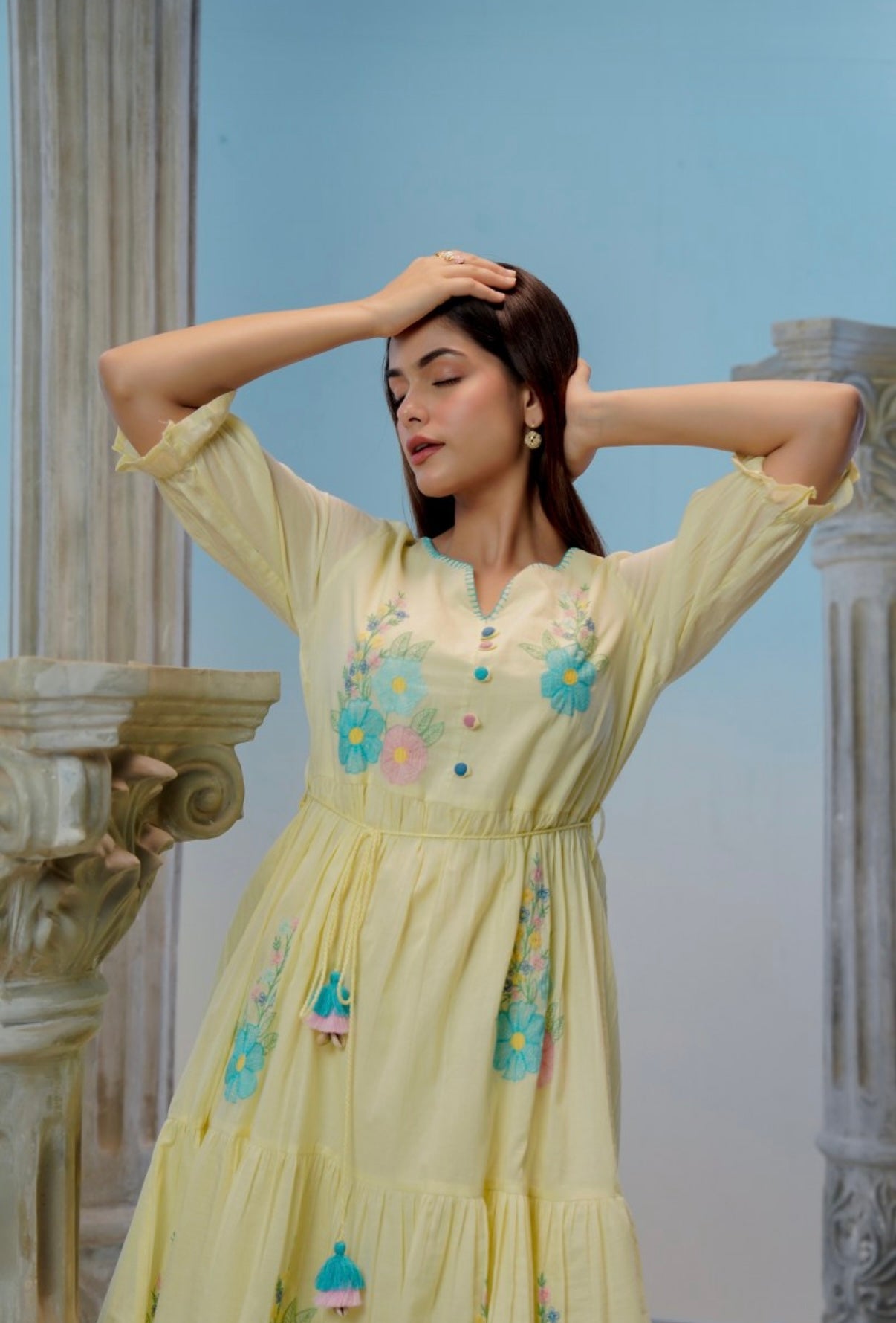Buttercup Garden Embroidered Midi Dress