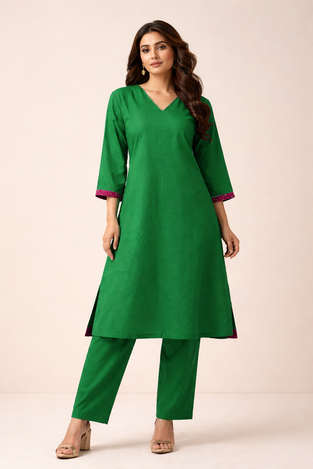 Emerald Grace Pearl-Embellished Kurta Set