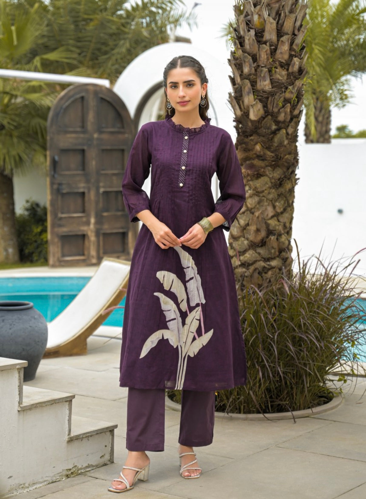 Plum Serenity Cotton Kurta Set