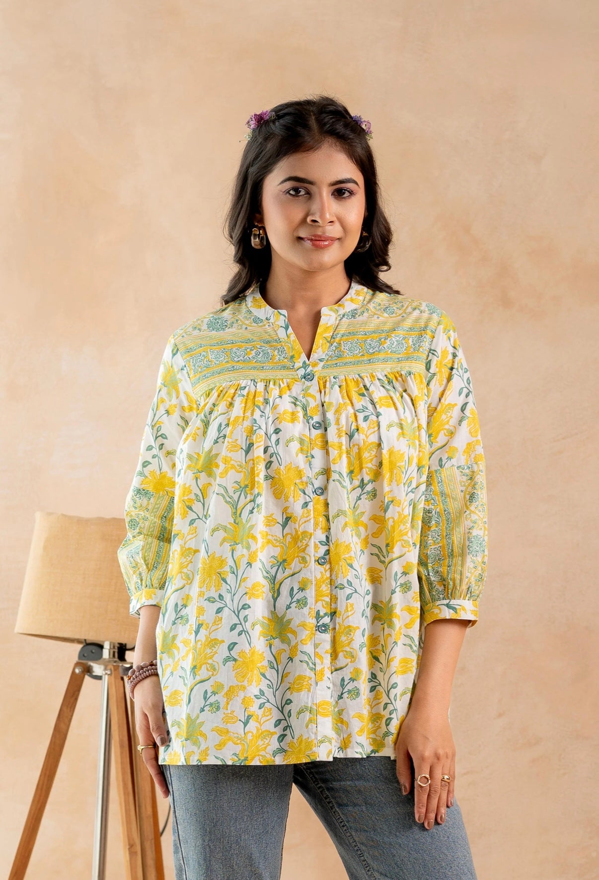 Breezy Summer Bloom Cotton Shirt