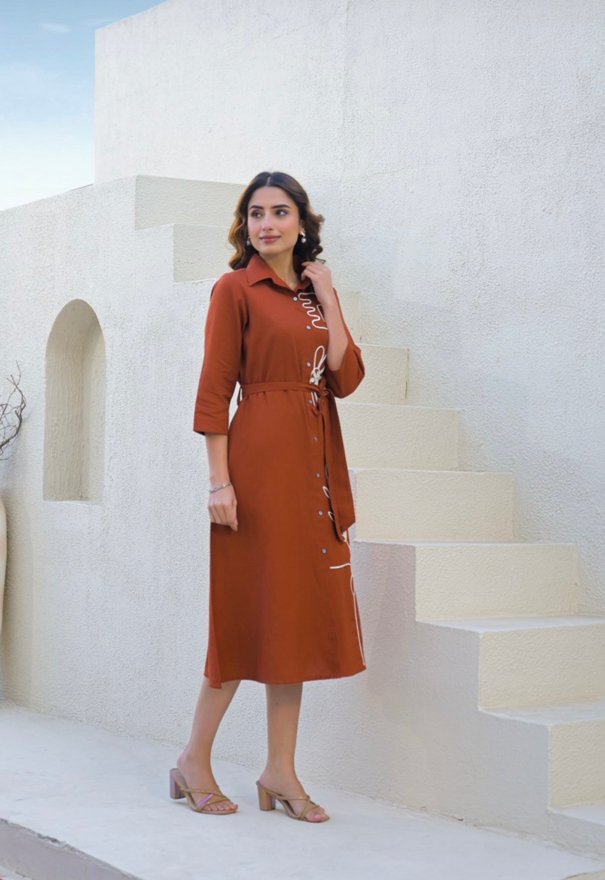 Clay Canvas Art Midi Dress