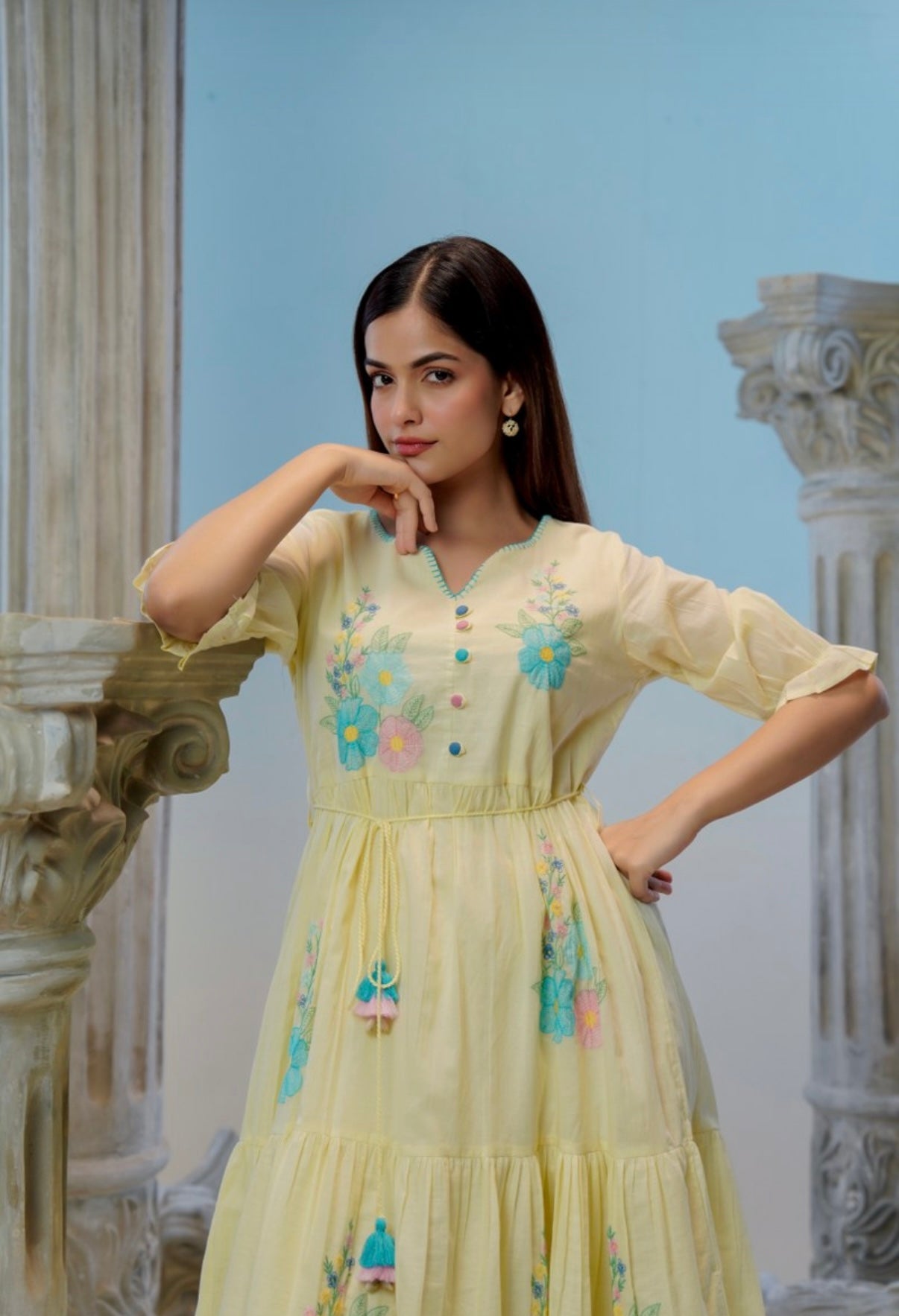 Buttercup Garden Embroidered Midi Dress