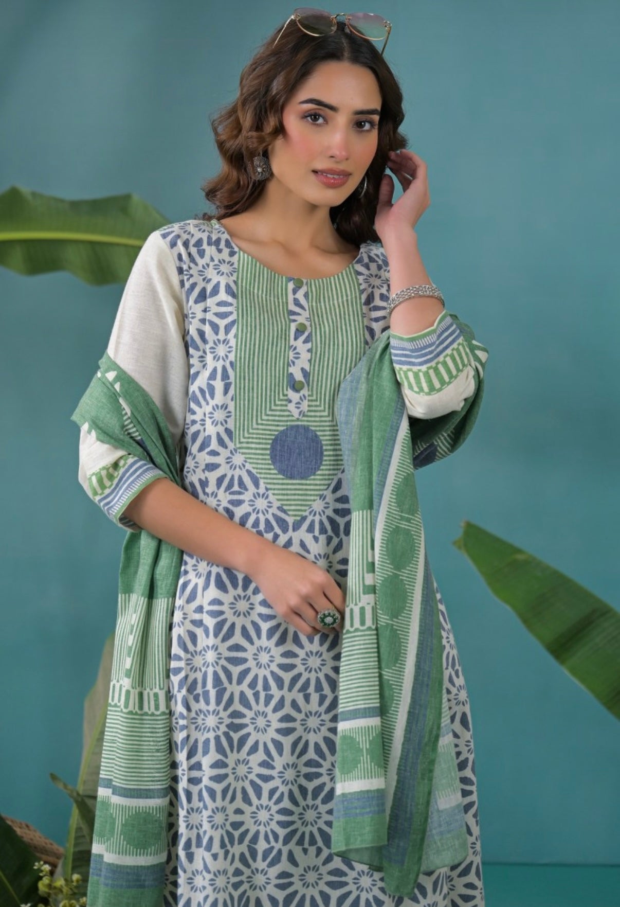 Mint Fern Elegance Kurta Set