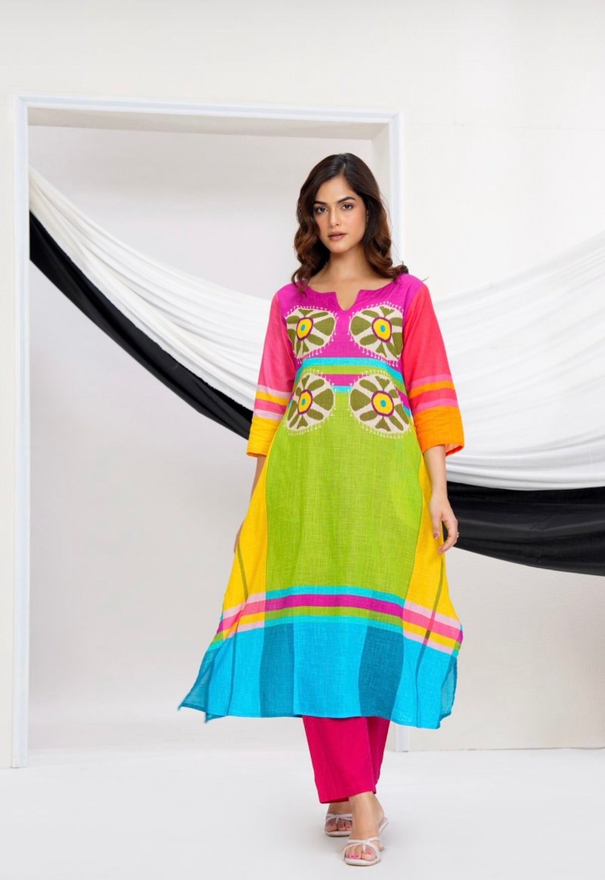 Neon Bloom Harmony Kurta Set